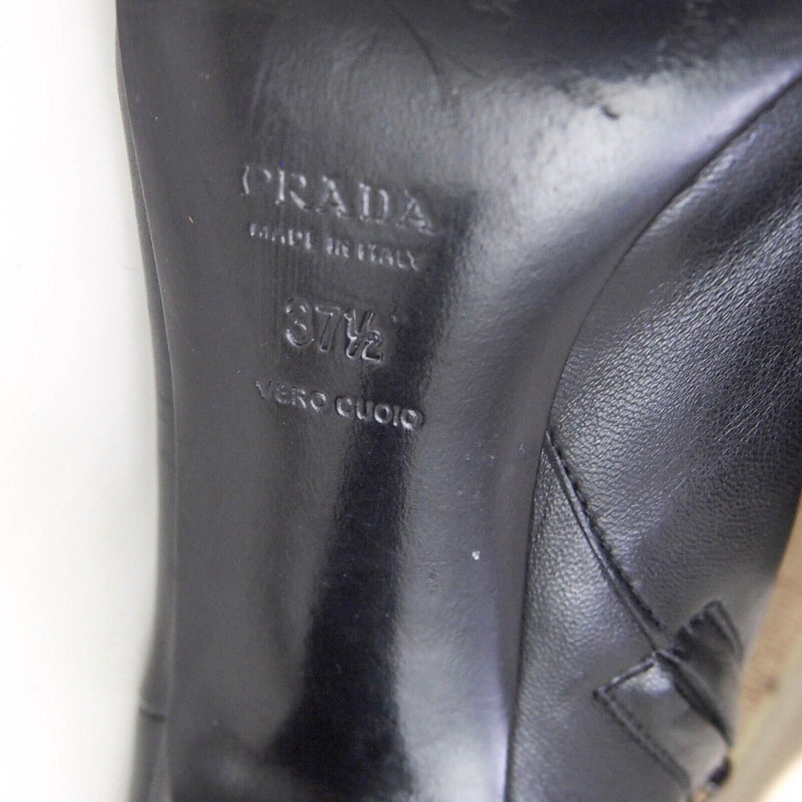 Prada Prada High Heel Booties Black Leather Size US 37.5 EU 7.5 Size US 7.5 / IT 37.5 - 8 Thumbnail