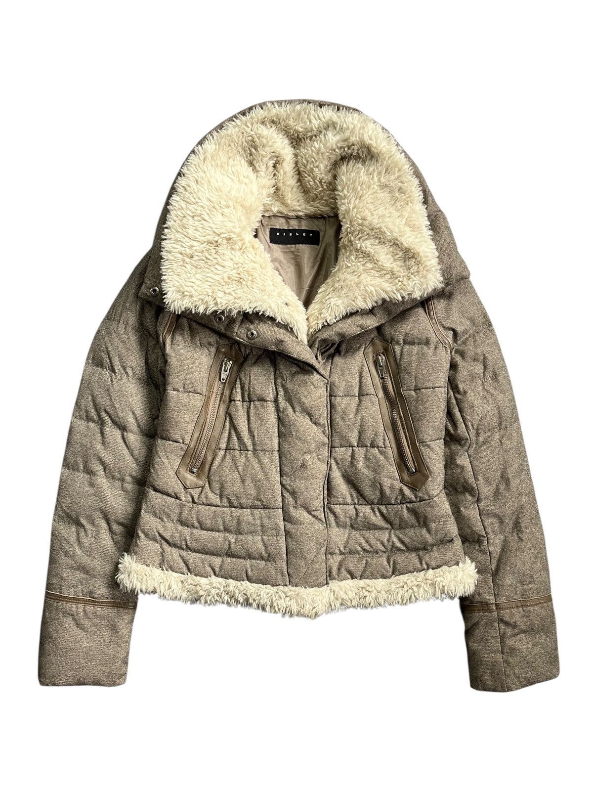 VTG SISLEY japanese Lgb style faux fur puffer jacket