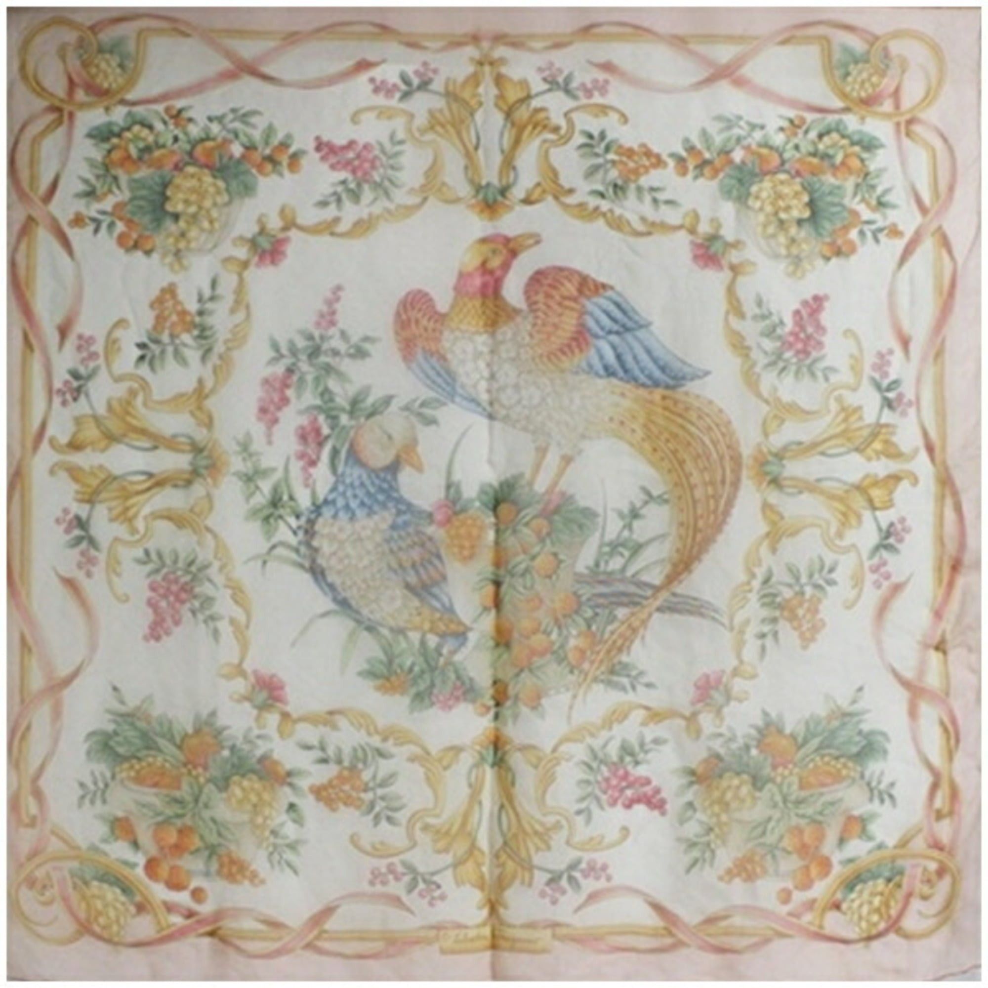 Salvatore Ferragamo Salvatore Ferragamo Women's Silk Scarf/Muffler in Pink and White with Bird Plant Prints Size ONE SIZE - 1 Thumbnail