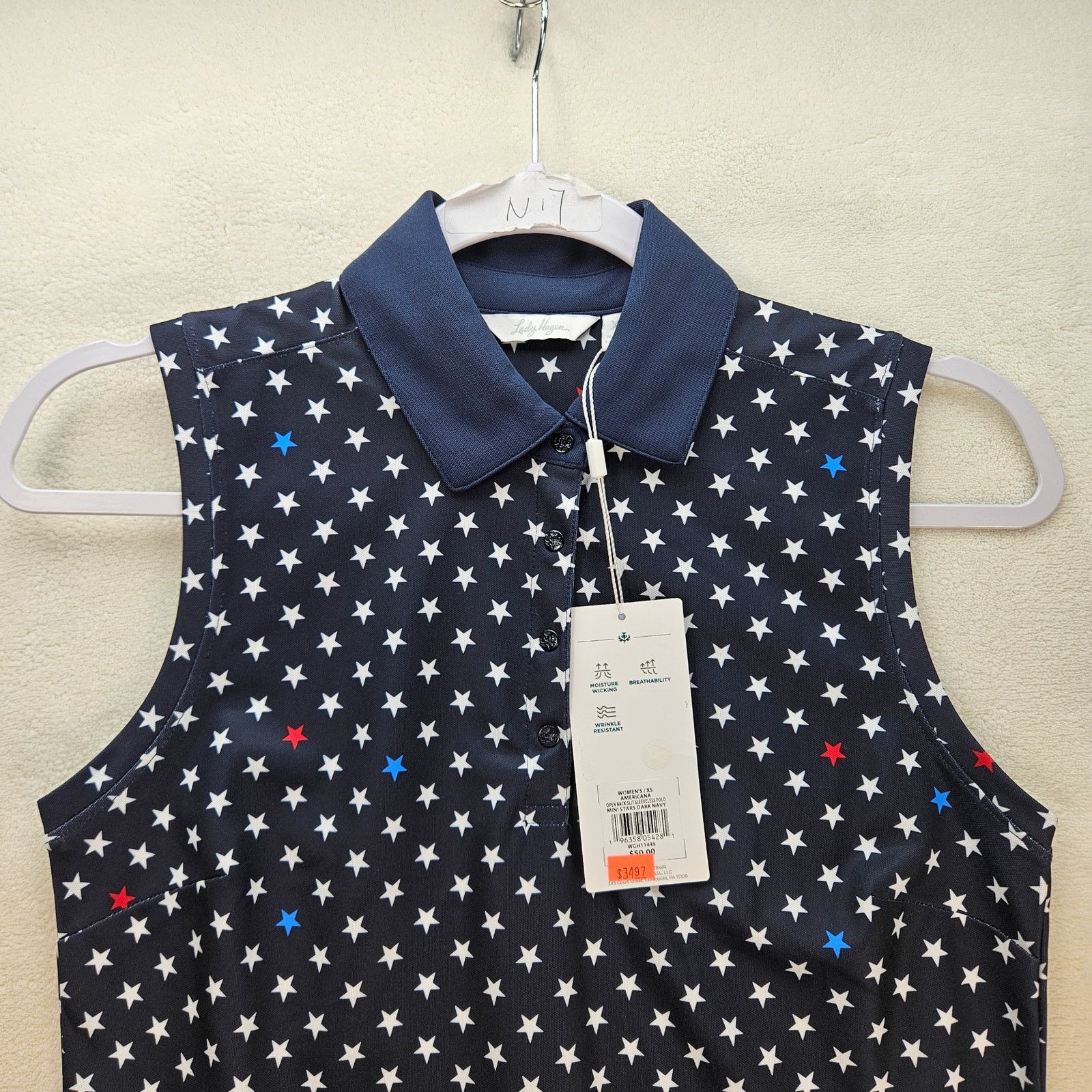 Walter Steiger LADY HAGEN WOMEN'S XS STAR GEO AOP NAVY OPEN BACK SLIT SLEEV Size XS / US 0-2 / IT 36-38 - 2 Thumbnail
