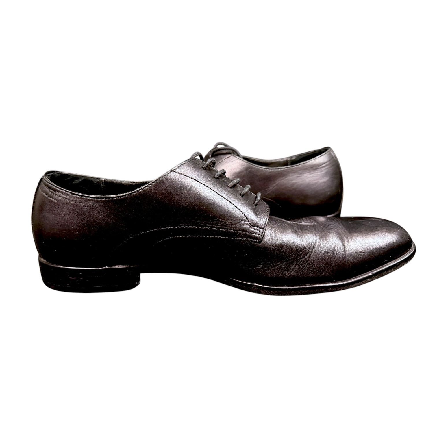 Hugo Boss Men's Hugo Boss Brown Leather Derby Lace Round Toe Shoes 8.5 Size US 8.5 / EU 41-42 - 5 Thumbnail