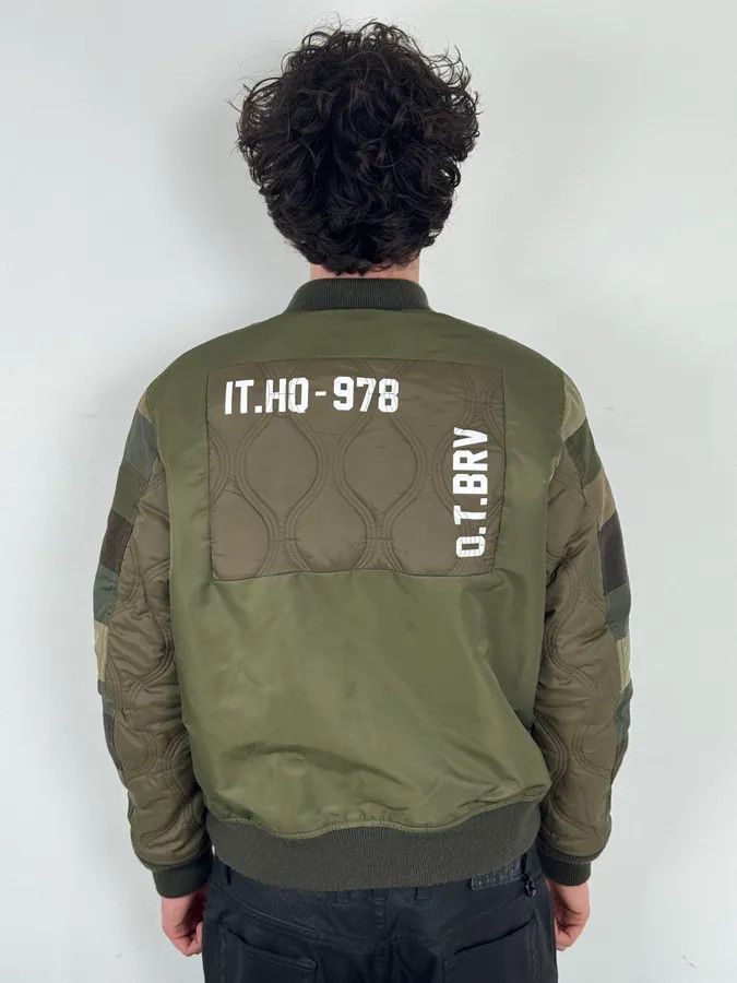 Diesel Diesel Khaki Green Nylon Striped Bomber Jacket Size US M / EU 48-50 / 2 - 3 Thumbnail