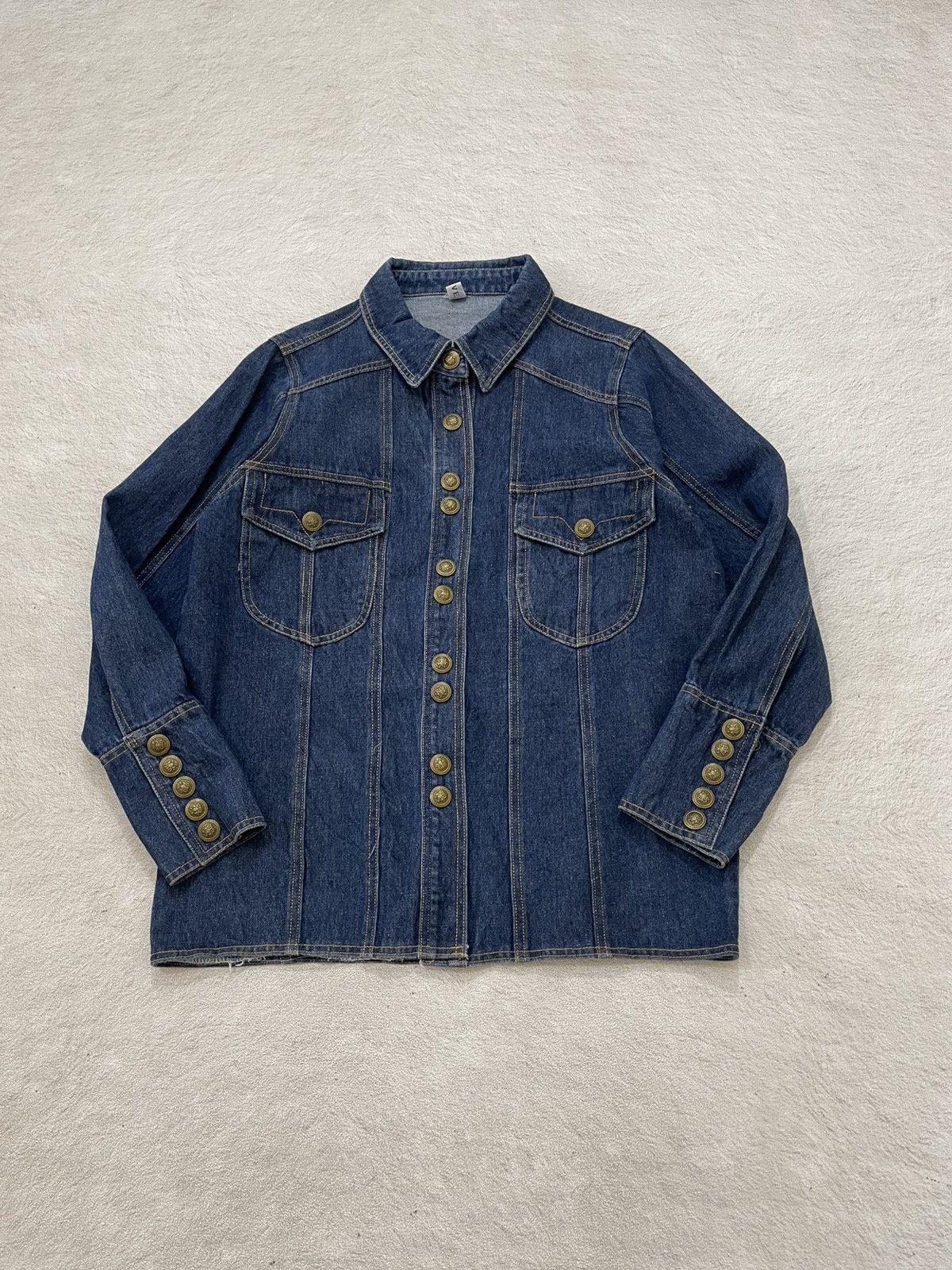 Japanese Brand 2000s Jacket Denim Archive Napoleon Officer Denim Jacket Size US L / EU 52-54 / 3 - 1 Thumbnail
