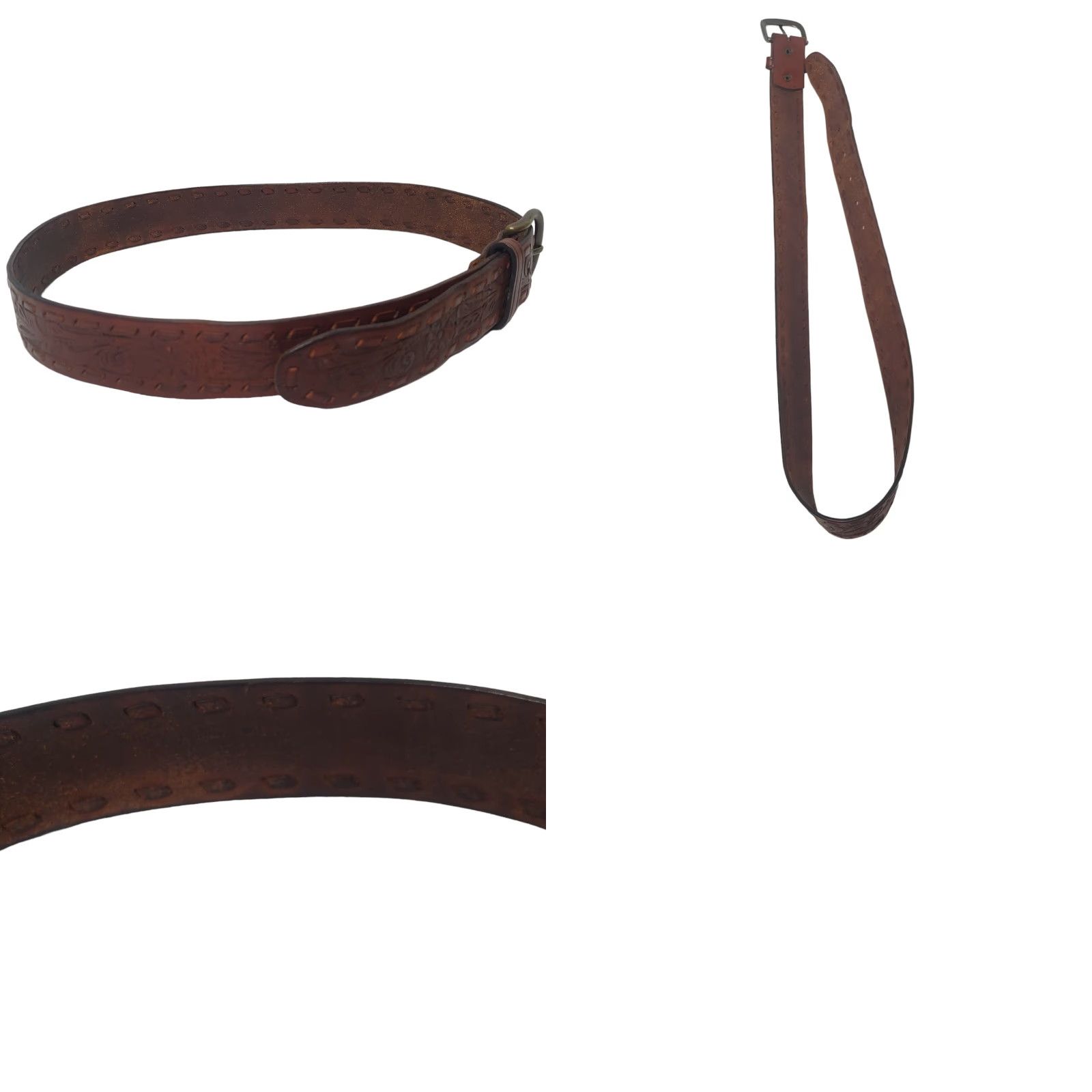 American Eagle Outfitters VINTAGE American Eagle Leather Belt Unisex Adjustable Floral Boho Up to 35 inches Brown Size ONE SIZE - 8 Thumbnail