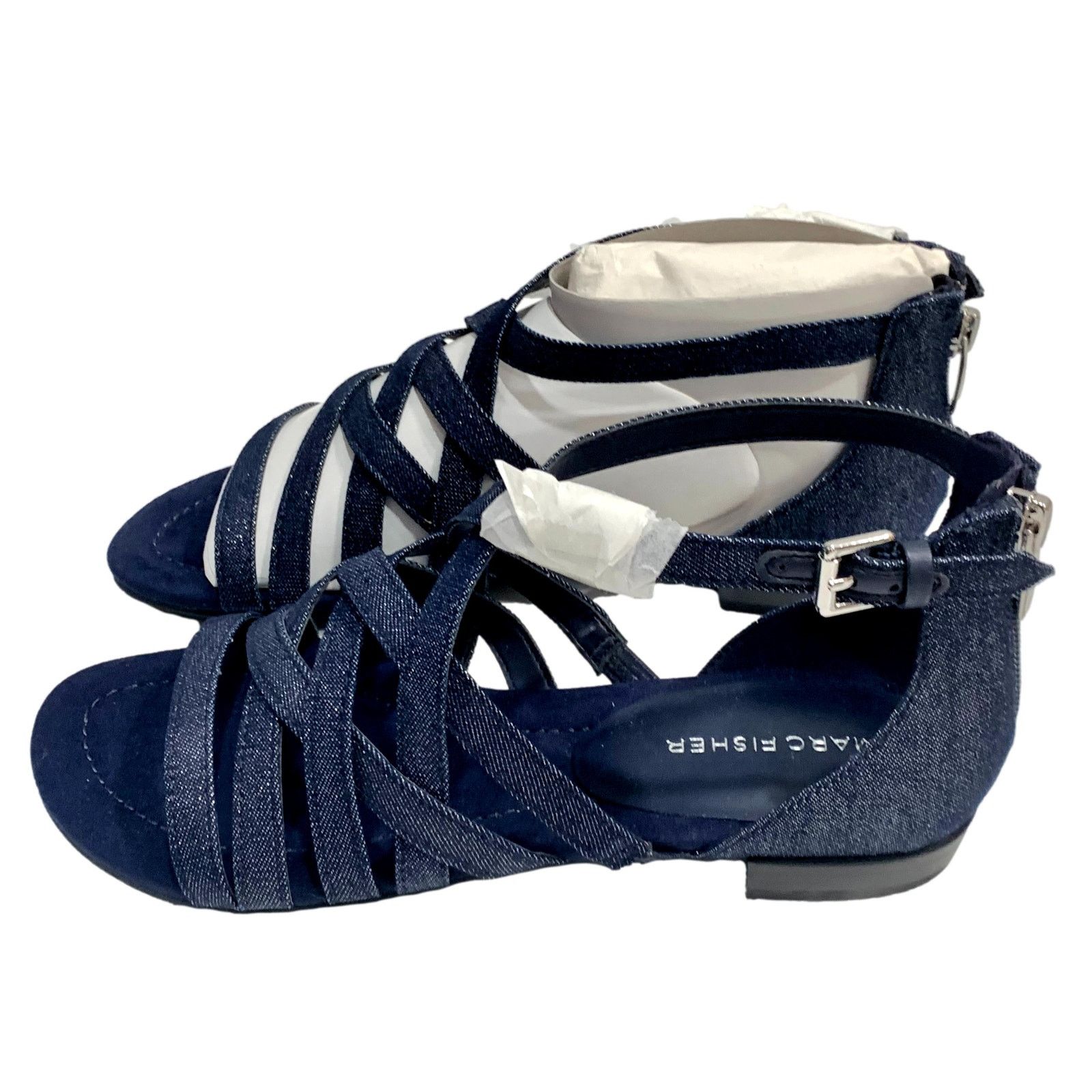 Marc Fisher NEW Marc Fisher Cross Weave Blue Glitter Flat Sandals | 7M Size US 7 / IT 37 - 7 Thumbnail