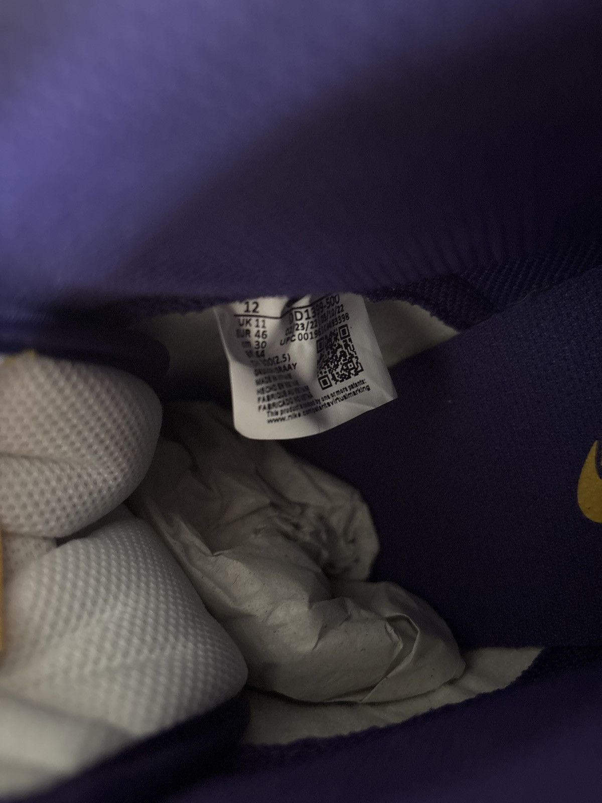 Jordan Brand Jordan Dunk Hi Retro 1 “Lakers” Size US 12 / EU 45 - 6 Thumbnail
