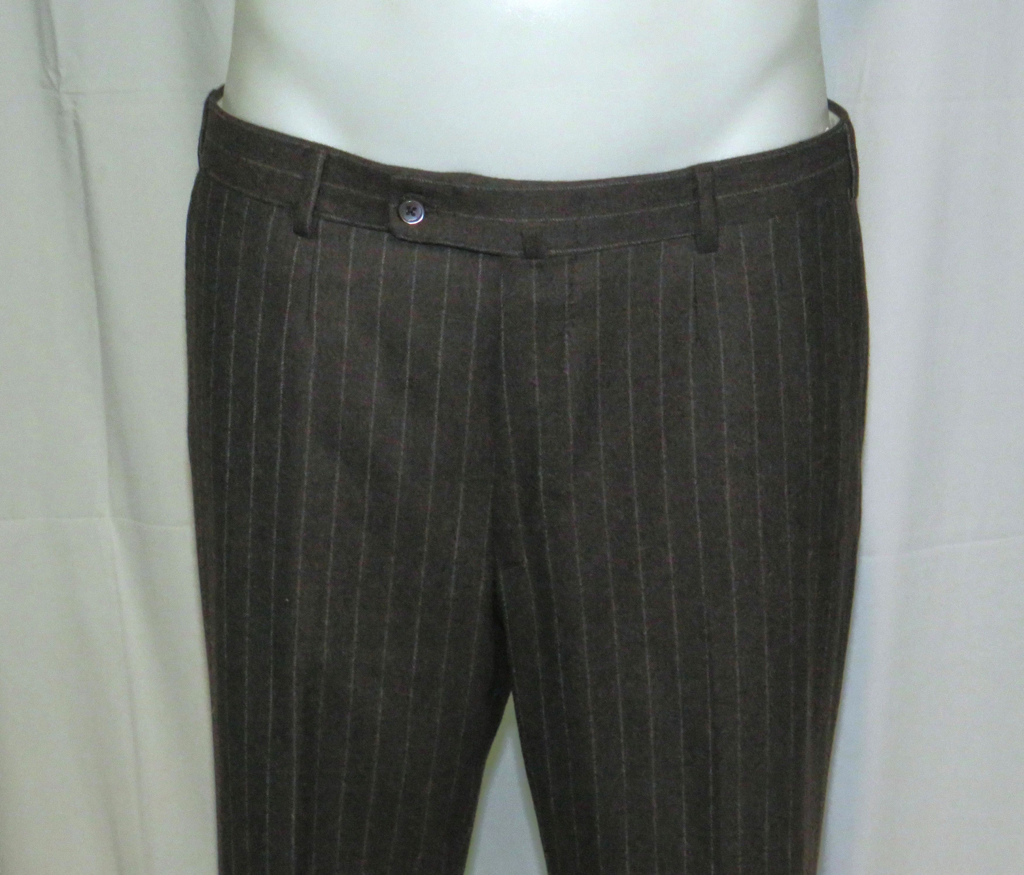 Isaia Base S Super 170 Brown Flannel Striped Two Button Suit 42R Size 42R - 16 Thumbnail