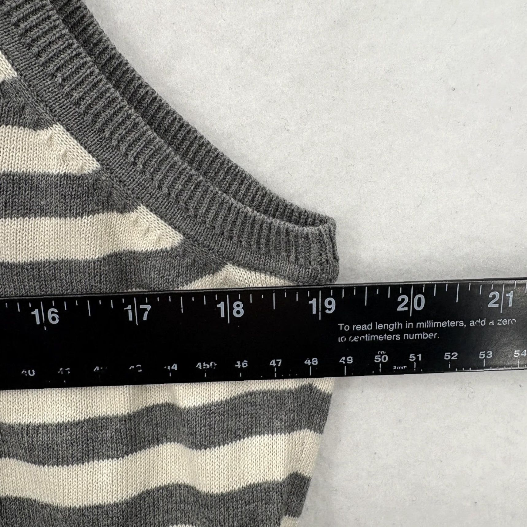 Talbots Talbots Sweater Vest Womens L Gray Stripe V-Neck 100% Cotton Knit Casual NWT Size L / US 10 / IT 46 - 7 Thumbnail