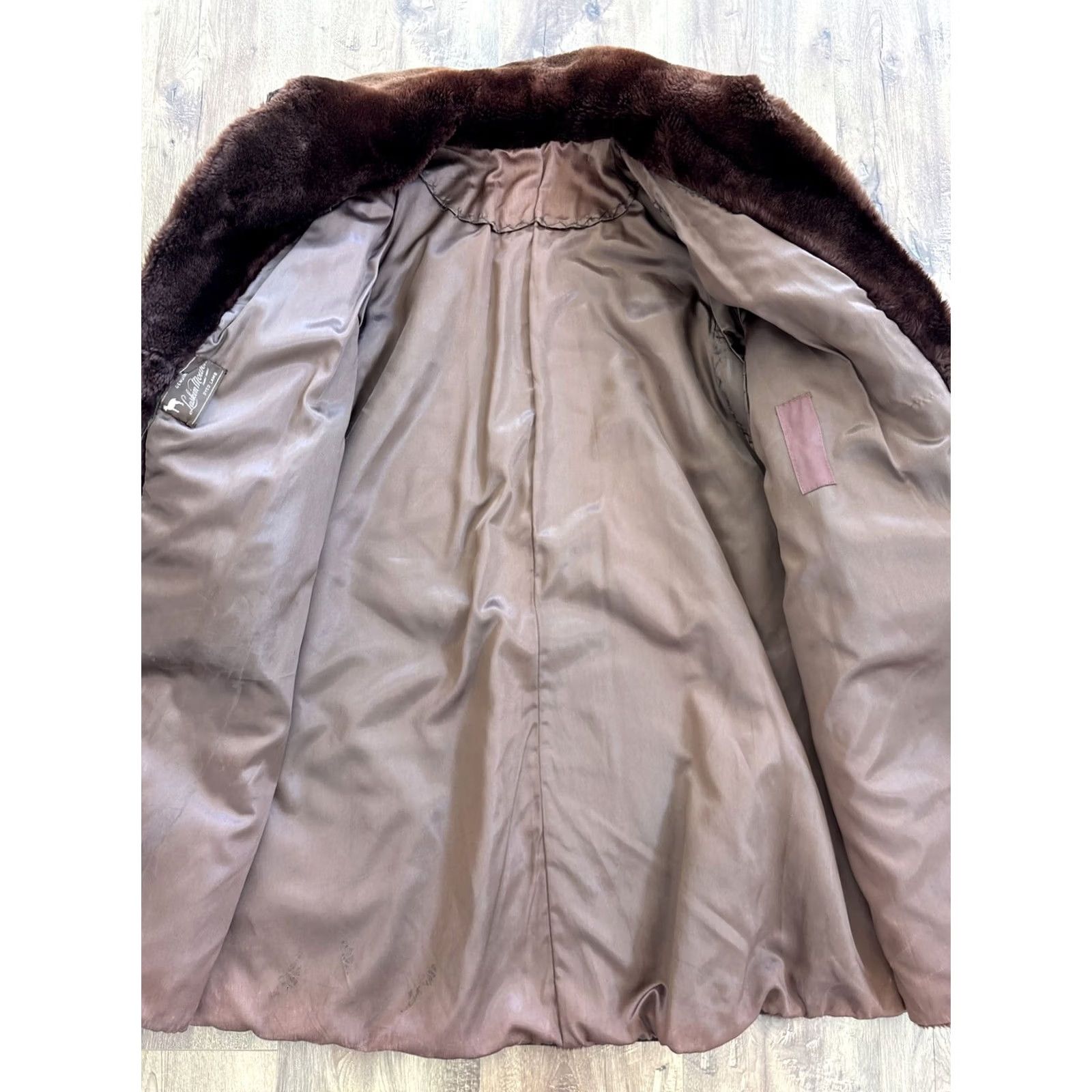 Vintage VINTAGE LASKIN MOULTON Coat 1940s Brown Lamb Fur Trench Coat Size L / US 10 / IT 46 - 4 Thumbnail