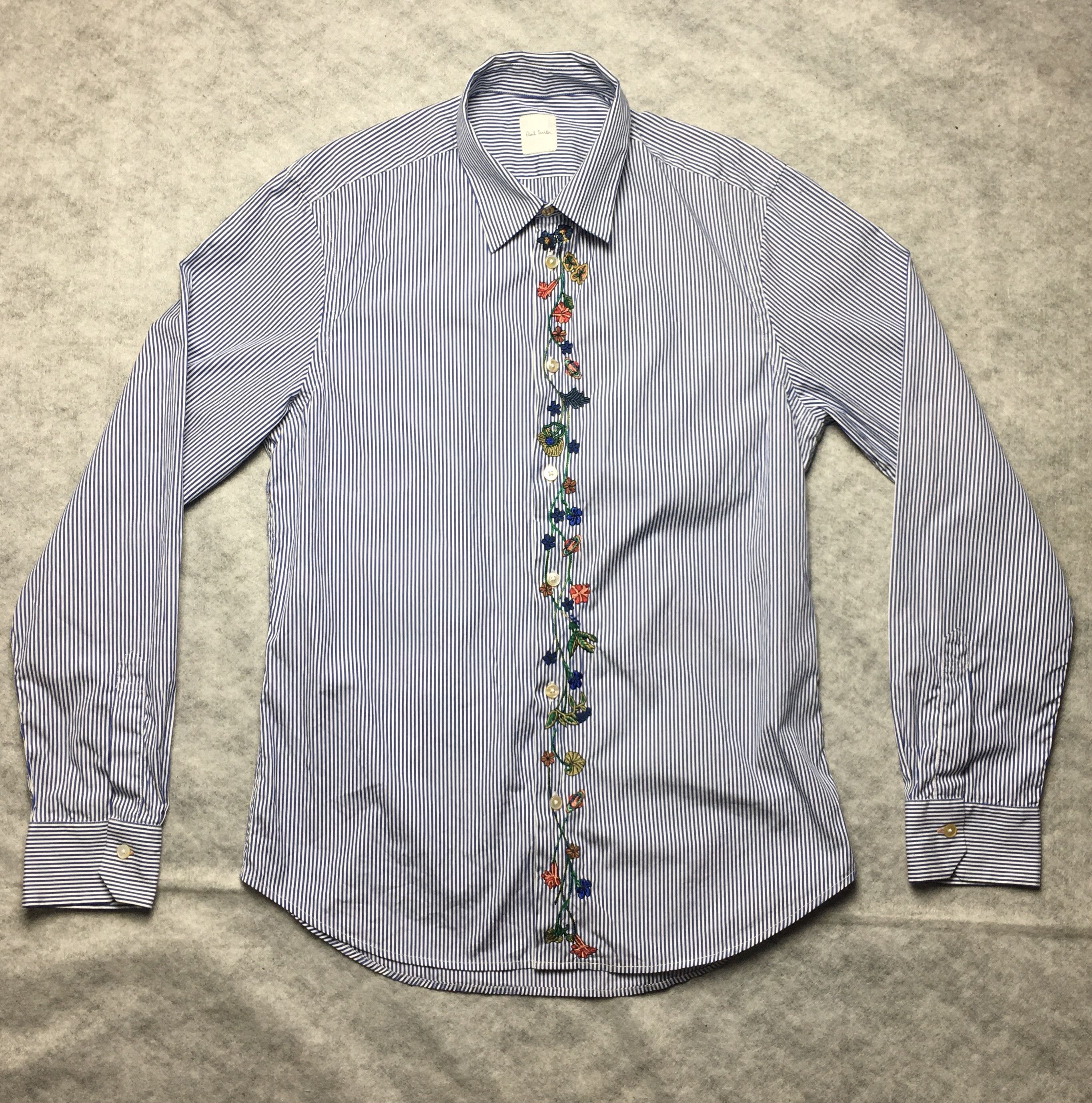 Paul Smith Paul Smith Stripped Embroidered Floral Mens Shirt Size US M / EU 48-50 / 2 - 1 Thumbnail