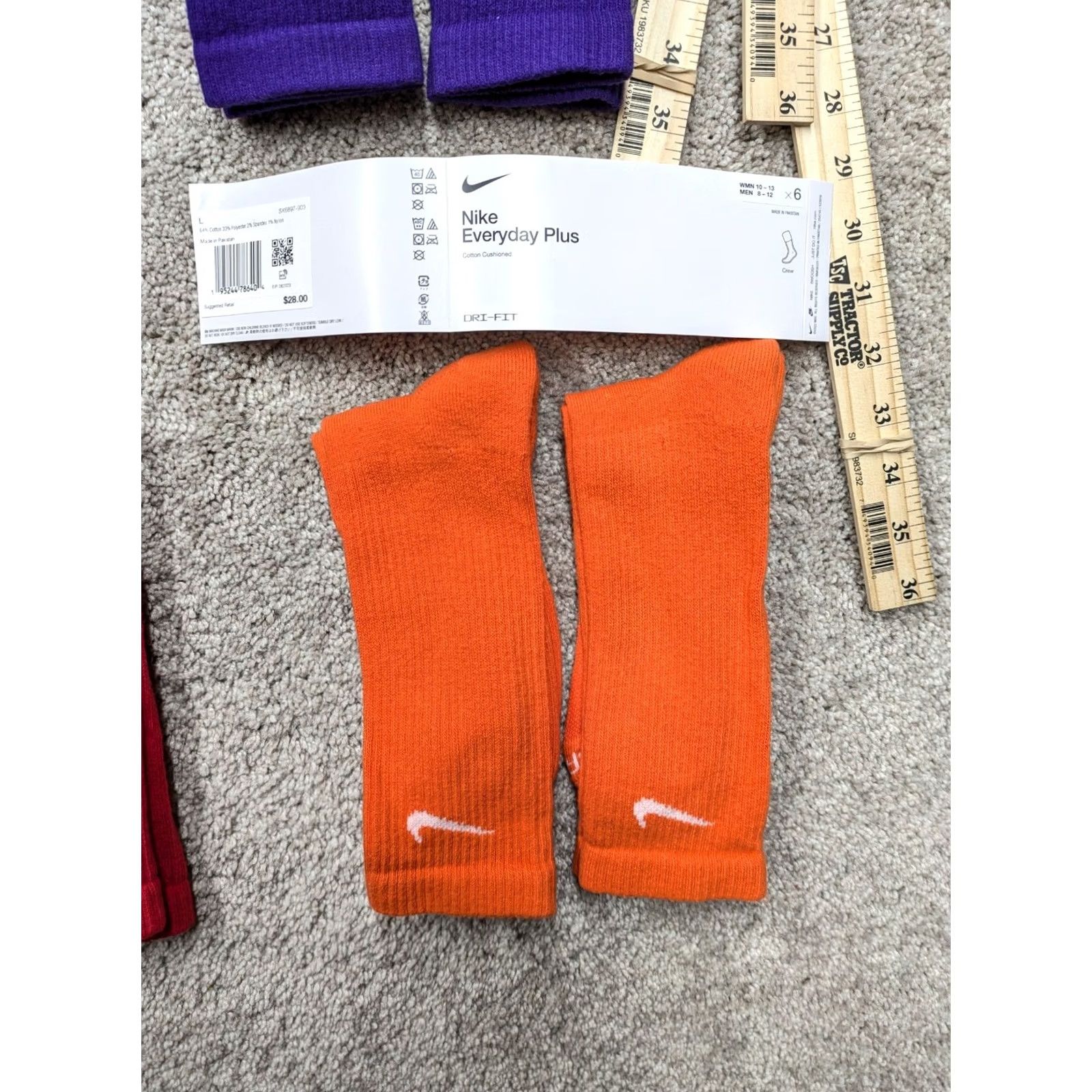 Nike Nike Dri-FIT Everyday Plus Cushioned Crew Socks 2 Pair Men Medium Yellow NEW Size ONE SIZE - 8 Thumbnail