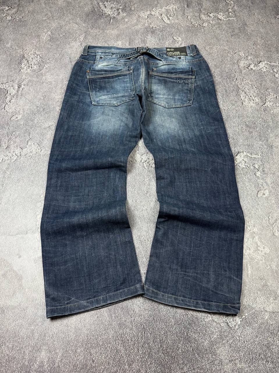 If Six Was Nine Y2K Crosshatch Faded Blue Straight Leg 2000s Grunge Denim Size US 36 / EU 52 - 1 Thumbnail