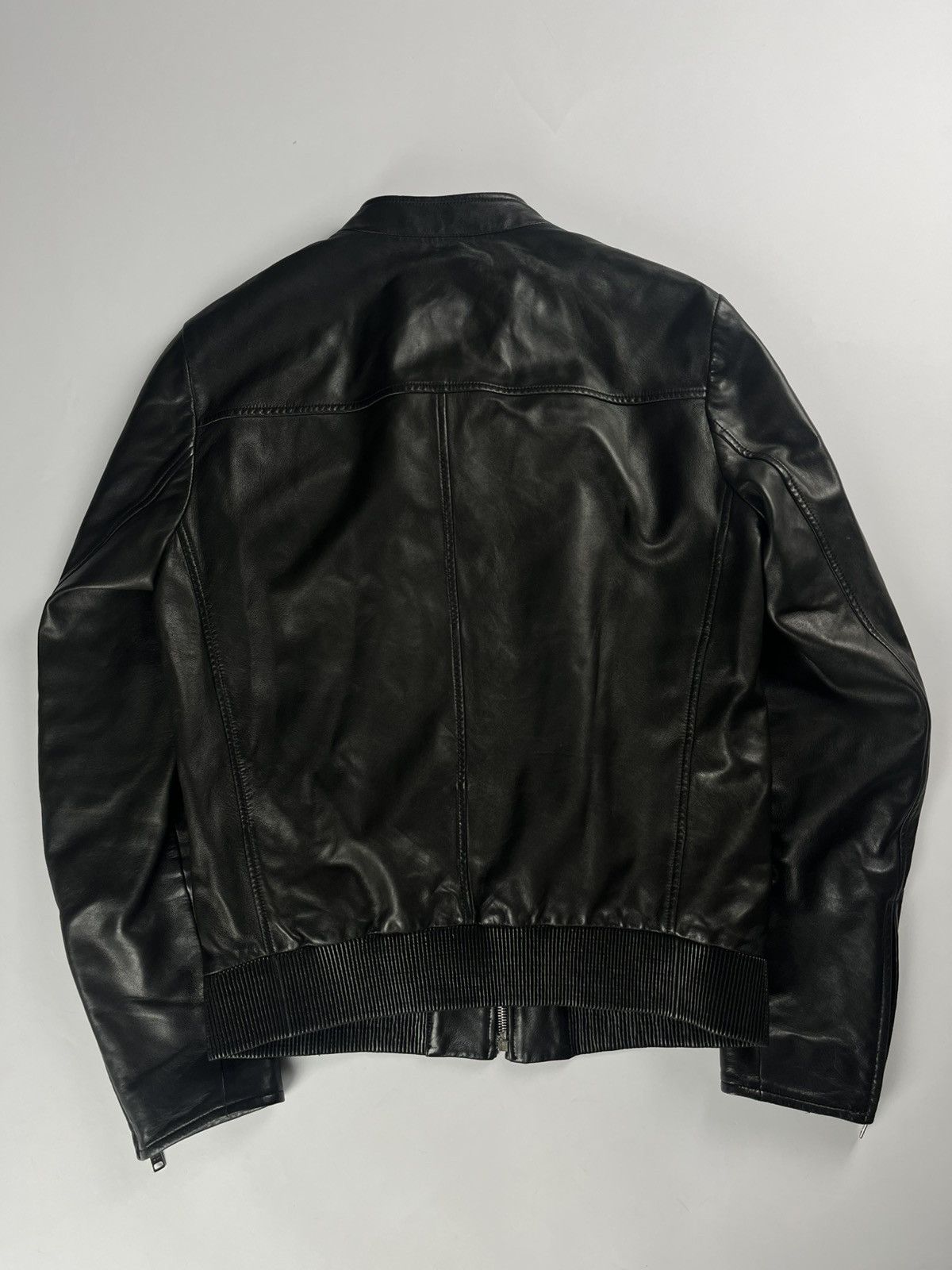 Prada Prada Sample Black Textured Soft Leather Moto Jacket SS 2014 Size US M / EU 48-50 / 2 - 7 Thumbnail