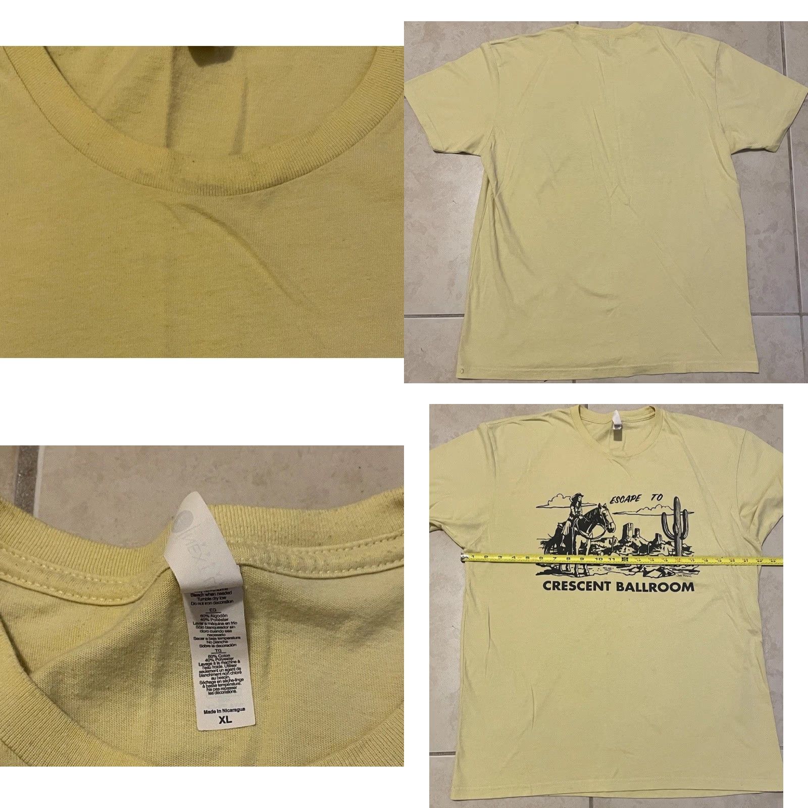 Vintage VINTAGE Crescent Ballroom Faded shirt XL Arizona Bar Cactus Beer Biker Grunge Y2K Cowboy Rock/Harley 80s Yellow T-Shirt Mens Size US XL / EU 56 / 4 - 8 Thumbnail