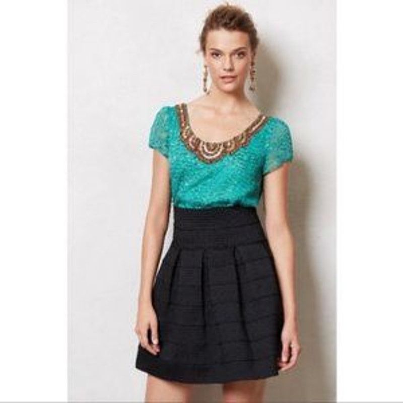 Neiman Marcus Sachin + Babi for Anthropologie Carcanet Blouse Aqua Green Size S / US 4 / IT 40 - 2 Thumbnail