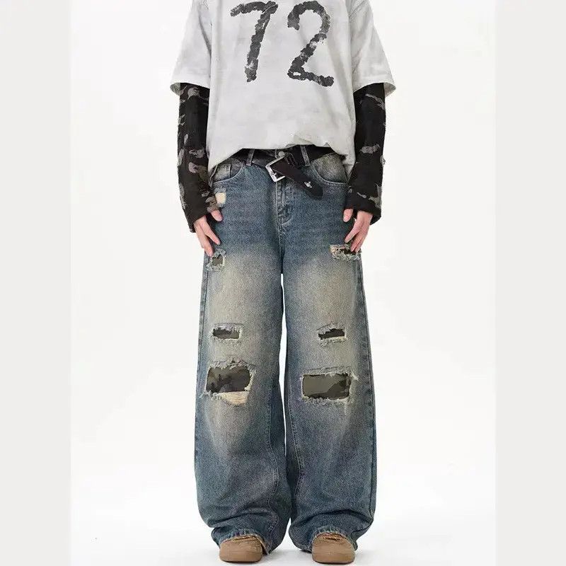 Japanese Brand Retro loose straight leg wide leg camouflage jeans Size US 32 / EU 48 - 6 Thumbnail