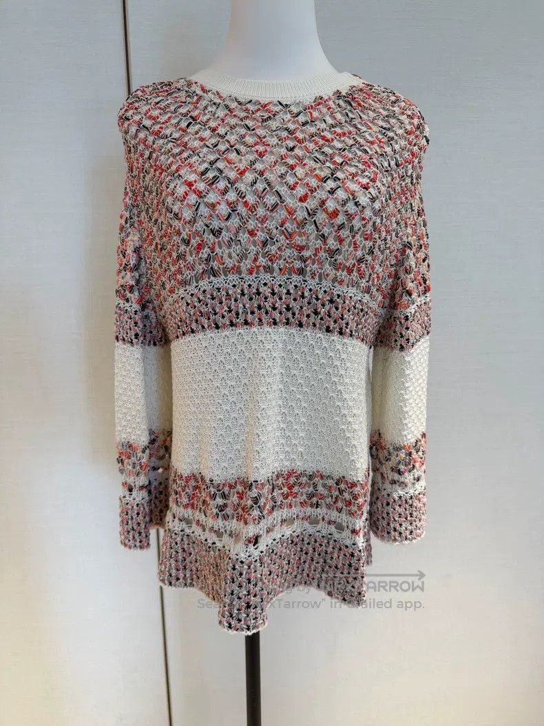 Chanel Chanel White stitching colourful hollow knit sweater Size XXS / US 00 / IT 34 - 1 Thumbnail