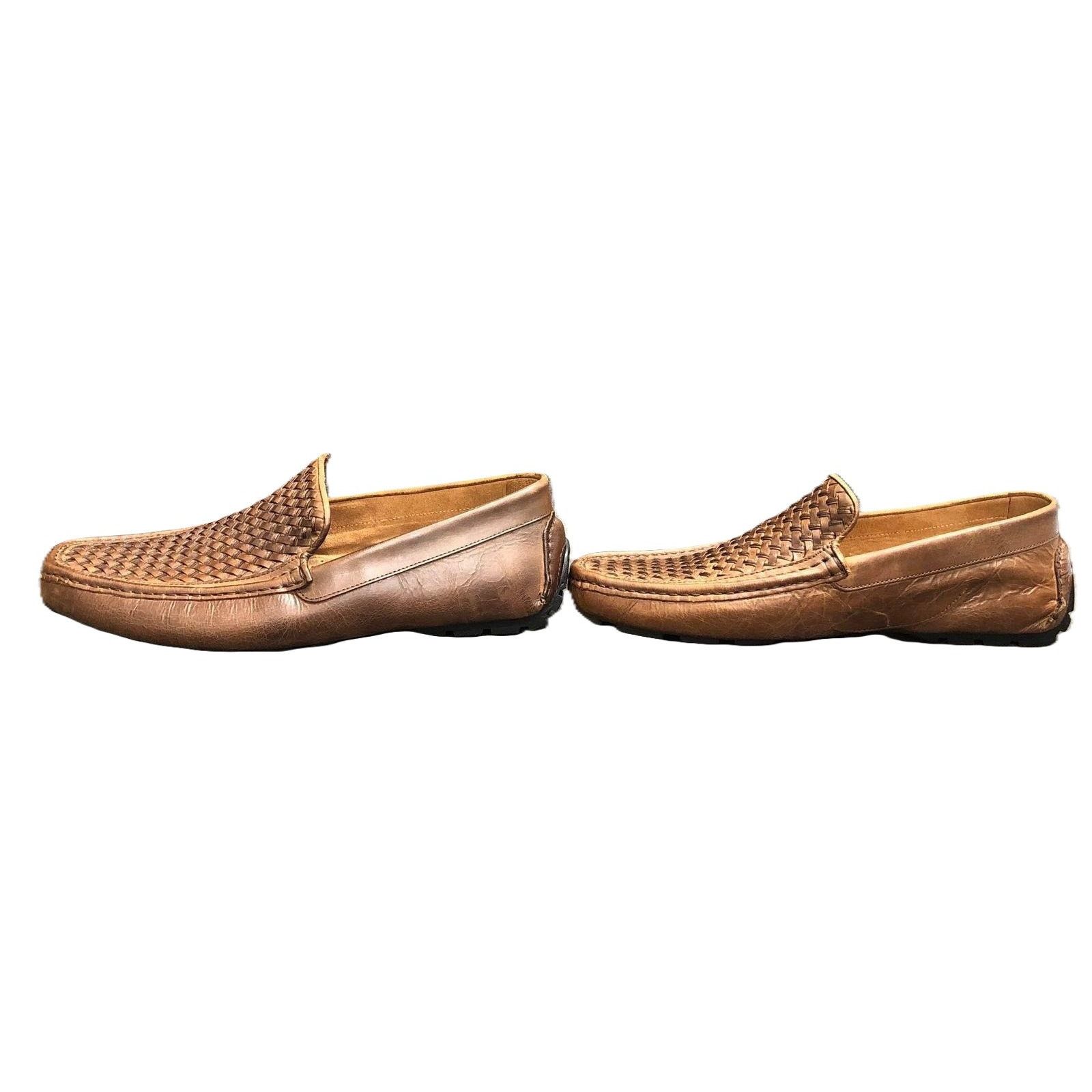 Donald Pliner Donald Pliner Damiano Cognac Woven Leather Driving Loafer Size US 11.5 / EU 44-45 - 7 Thumbnail