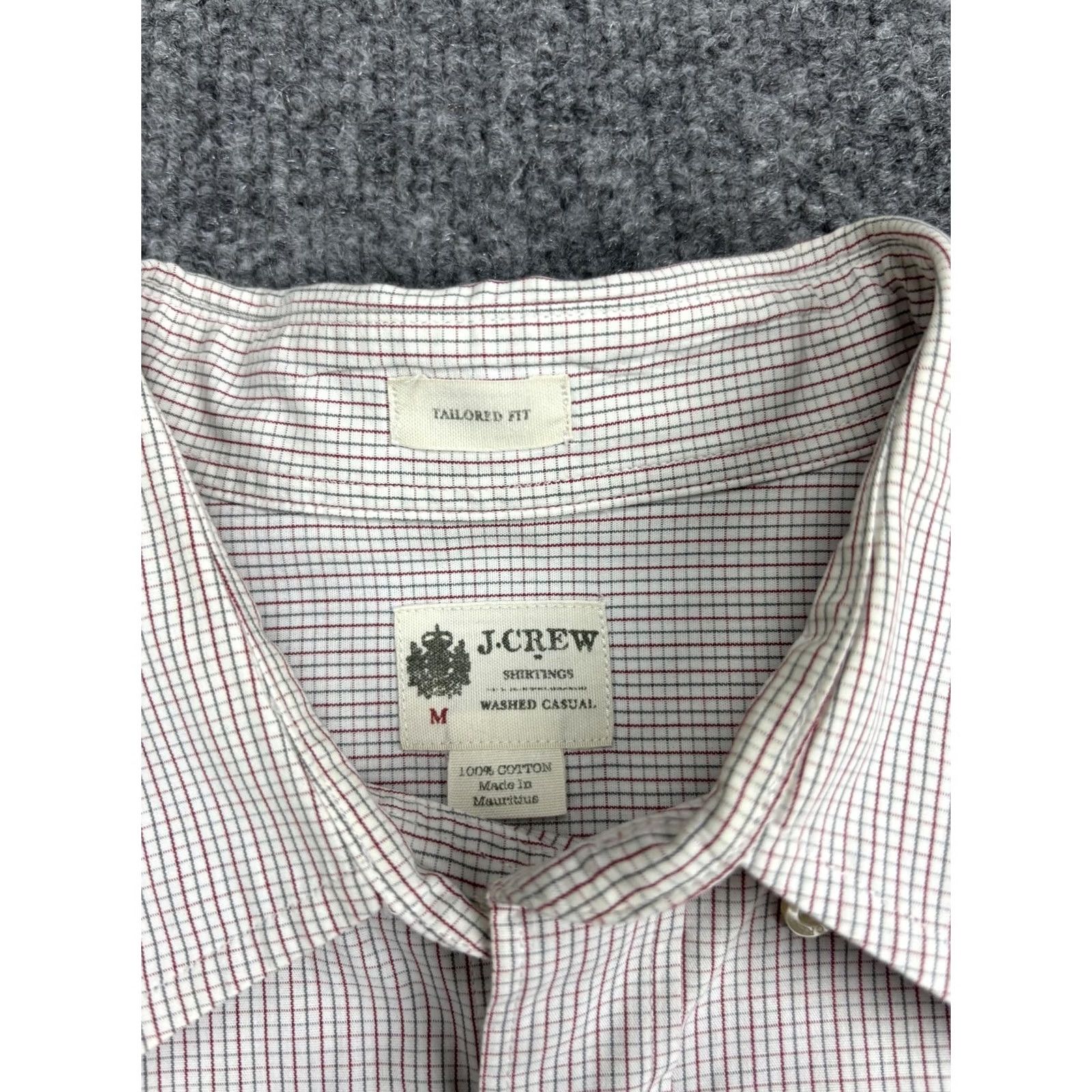 J.Crew J.CREW Shirt Mens Medium White Red Check Tailored Fit Button Front Casual Size US M / EU 48-50 / 2 - 2 Thumbnail