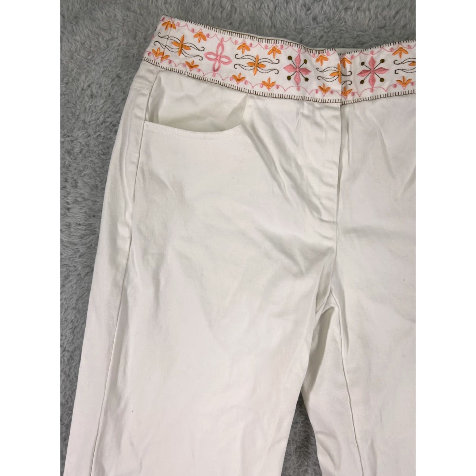Talbots Talbots Pants Womens 6 White Floral Waist Pockets Vintage Made USA Outdoors Size 28" / US 6 / IT 42 - 4 Thumbnail