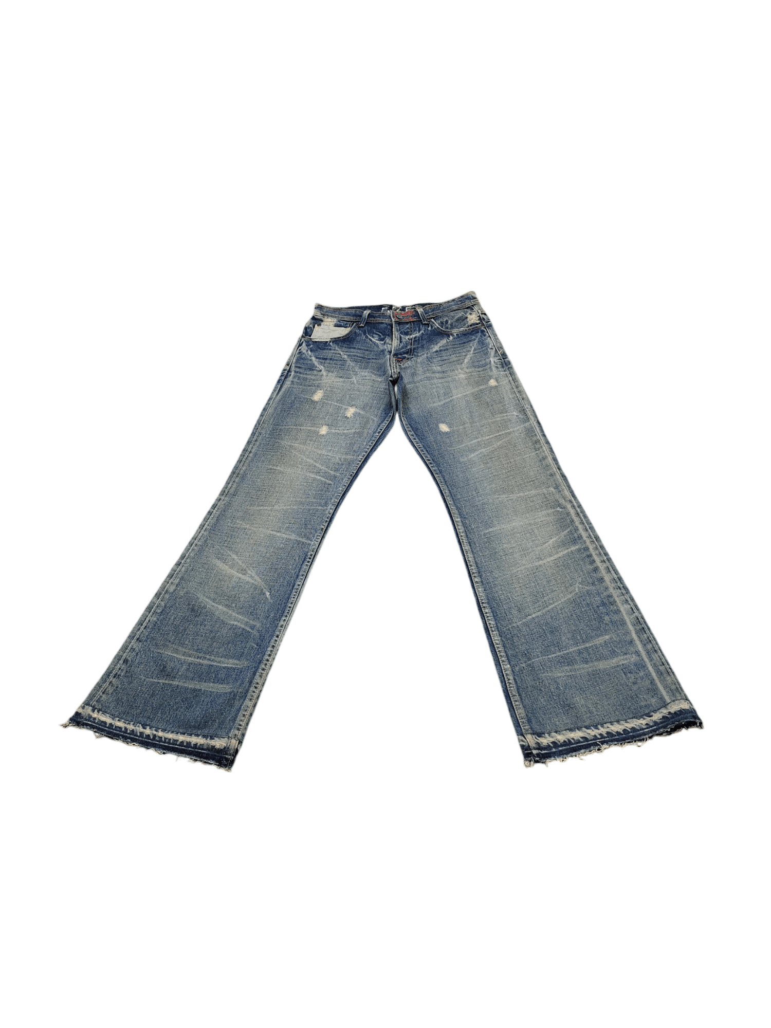 If Six Was Nine Flare Jeans 575 Denim Clawmark Distress Faded Bootcut Y2k Size US 29 - 3 Thumbnail