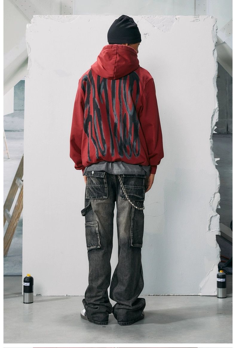 loose washed faded baggy carpenter jeans