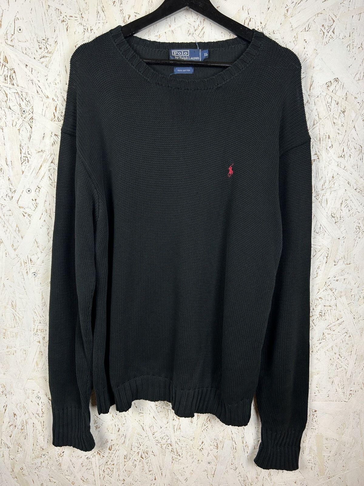 Polo Ralph Lauren Polo By Ralph Lauren Black Cotton Heavy Sweater Red Pony XL Size US XL / EU 56 / 4 - 1 Thumbnail