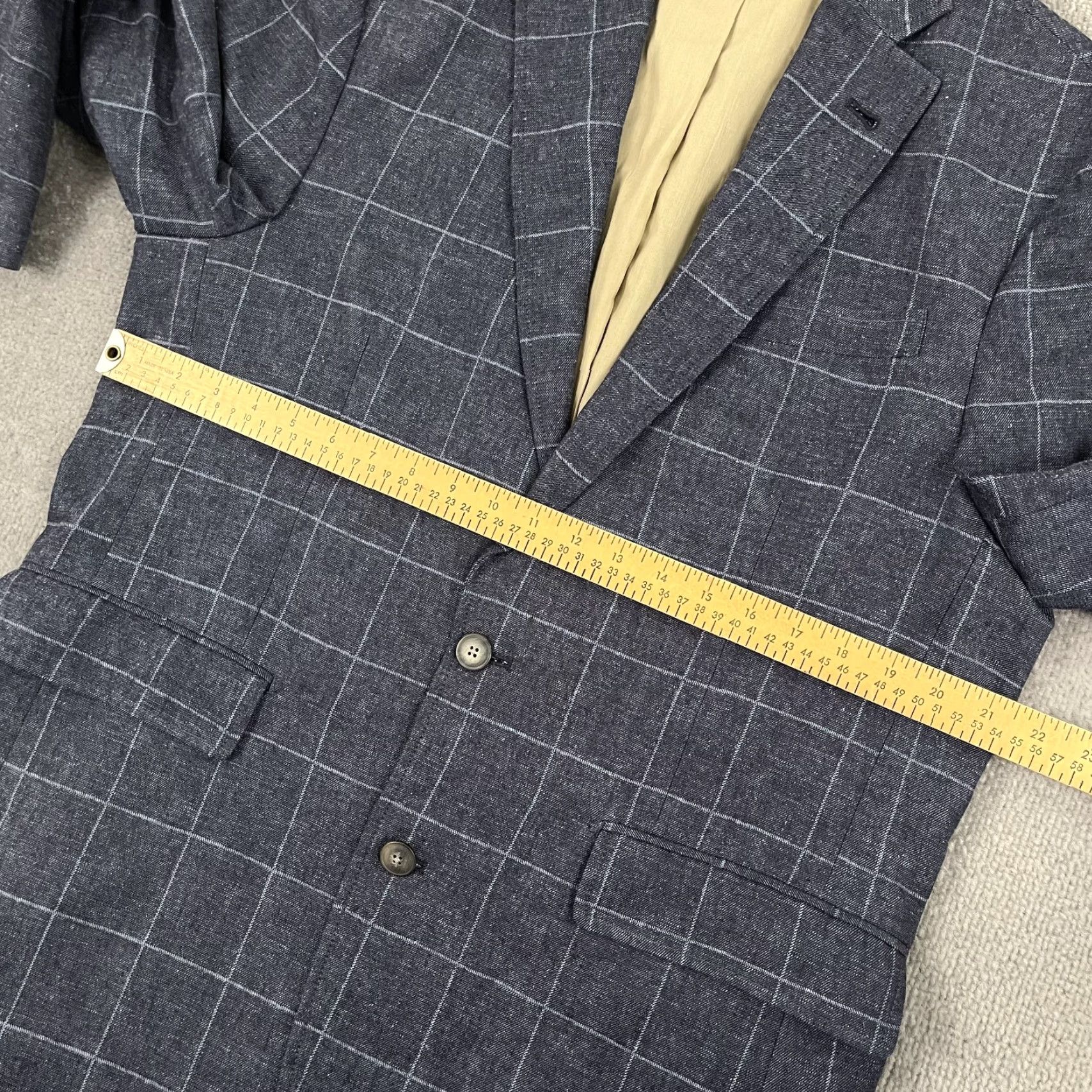 Orvis Orvis Blazer Mens 40R Blue Windowpane Plaid Linen Blend Sports Jacket Coat Size 40R - 5 Thumbnail
