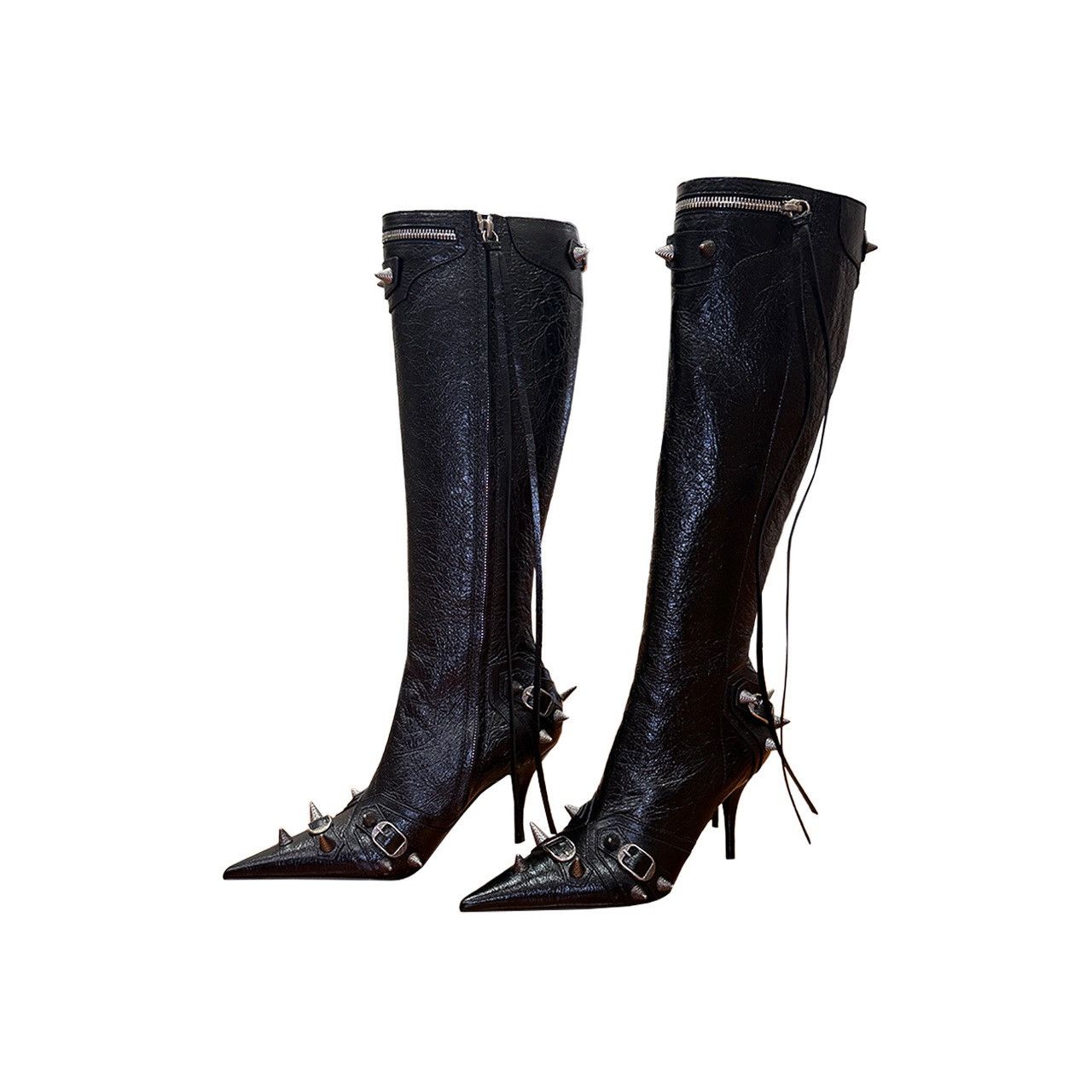 Balenciaga Balenciaga Cagole Spiked Leather Boots NEW Size US 6 / IT 36 - 2 Thumbnail