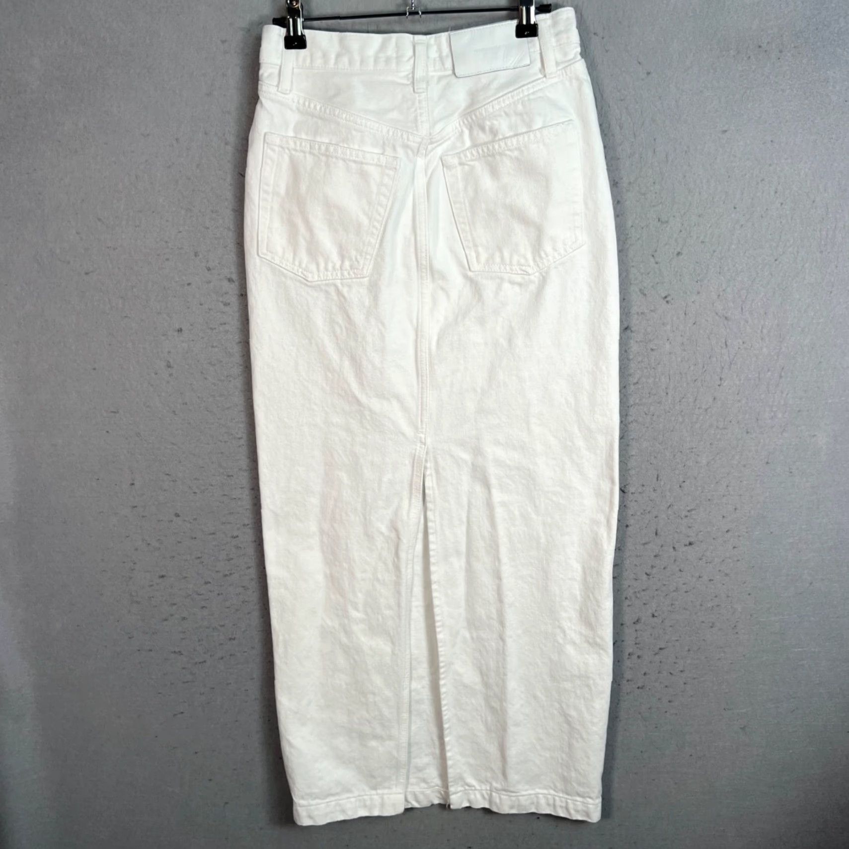 WARDROBE.NYC VINTAGE Wardrobe NYC Skirt Adult Womens 25 White Denim 100% Cotton Maxi Size 42" / US 20 - 2 Thumbnail