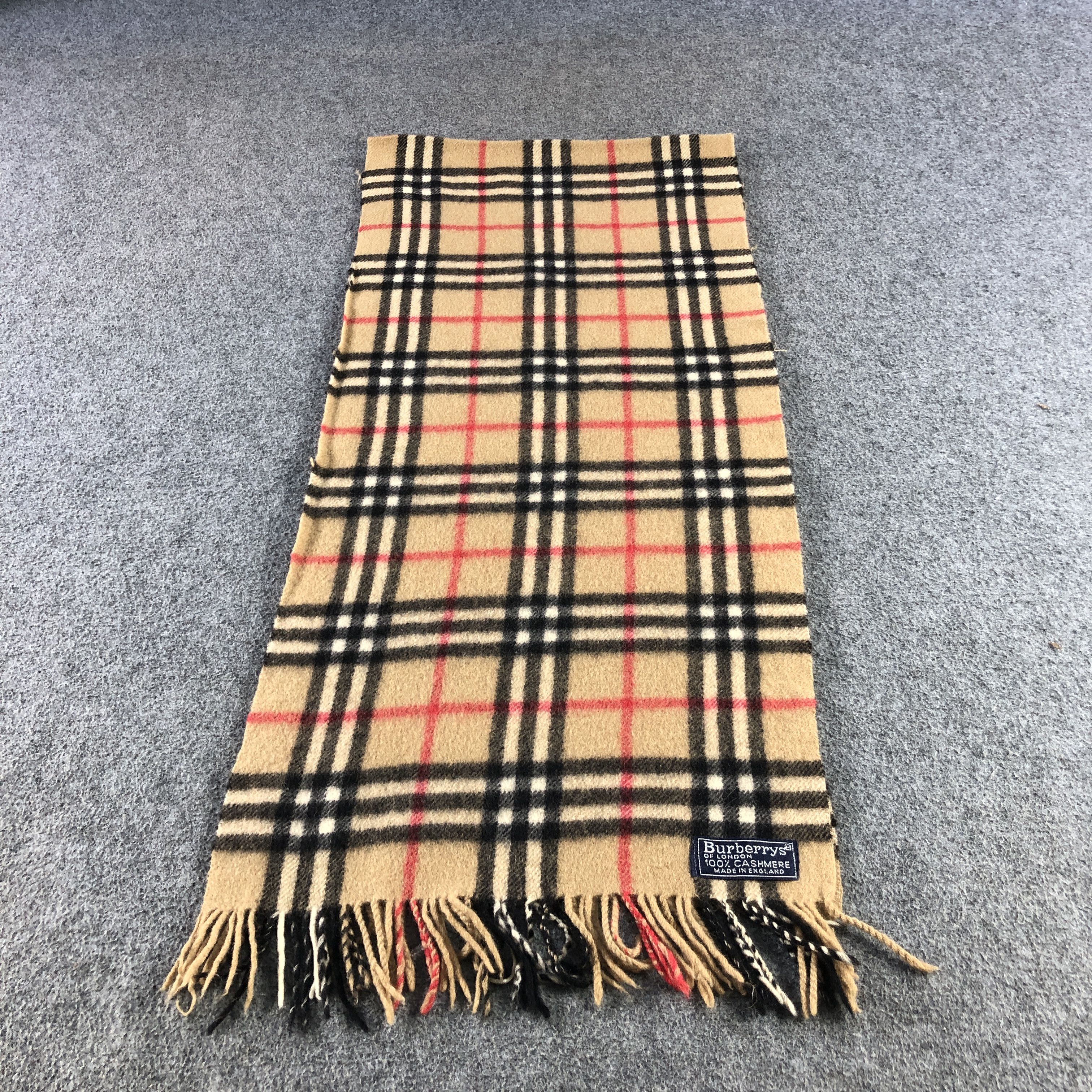 Burberry Burberry Tan Nova Check Cashmere Scarf Muffler V2885 Size ONE SIZE - 2 Thumbnail
