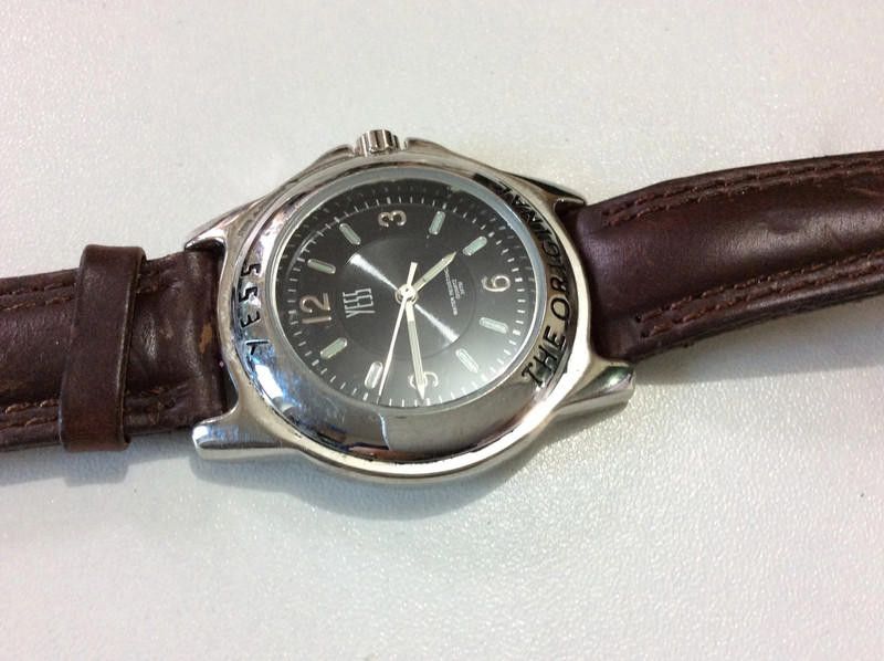 Designer Yess men's black dial brown leather strap watch Size ONE SIZE - 1 Thumbnail