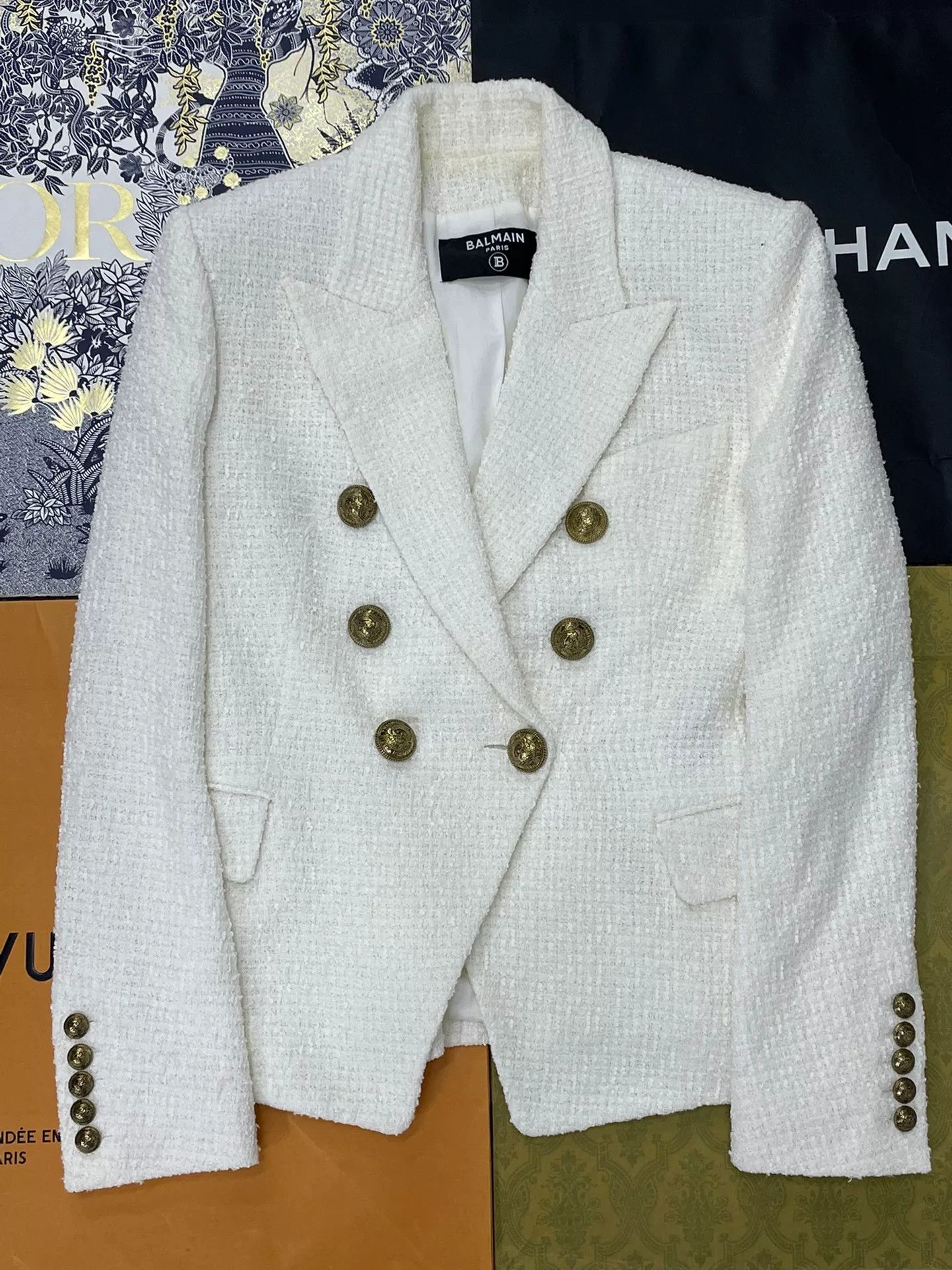 Balmain Balmain White Gold-Button Blazer Size S / US 4 / IT 40 - 1 Thumbnail