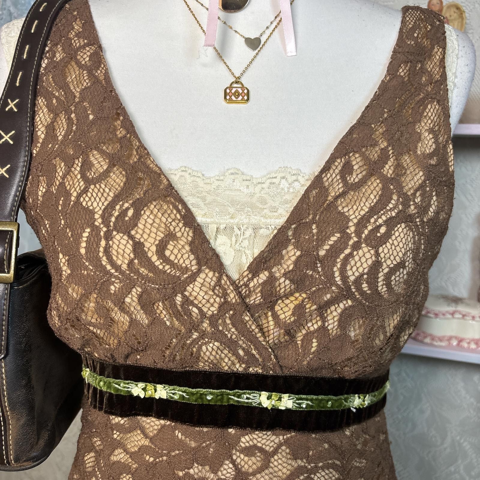 Rothco y2k brown lace fairy core blouse Size S / US 4 / IT 40 - 3 Thumbnail