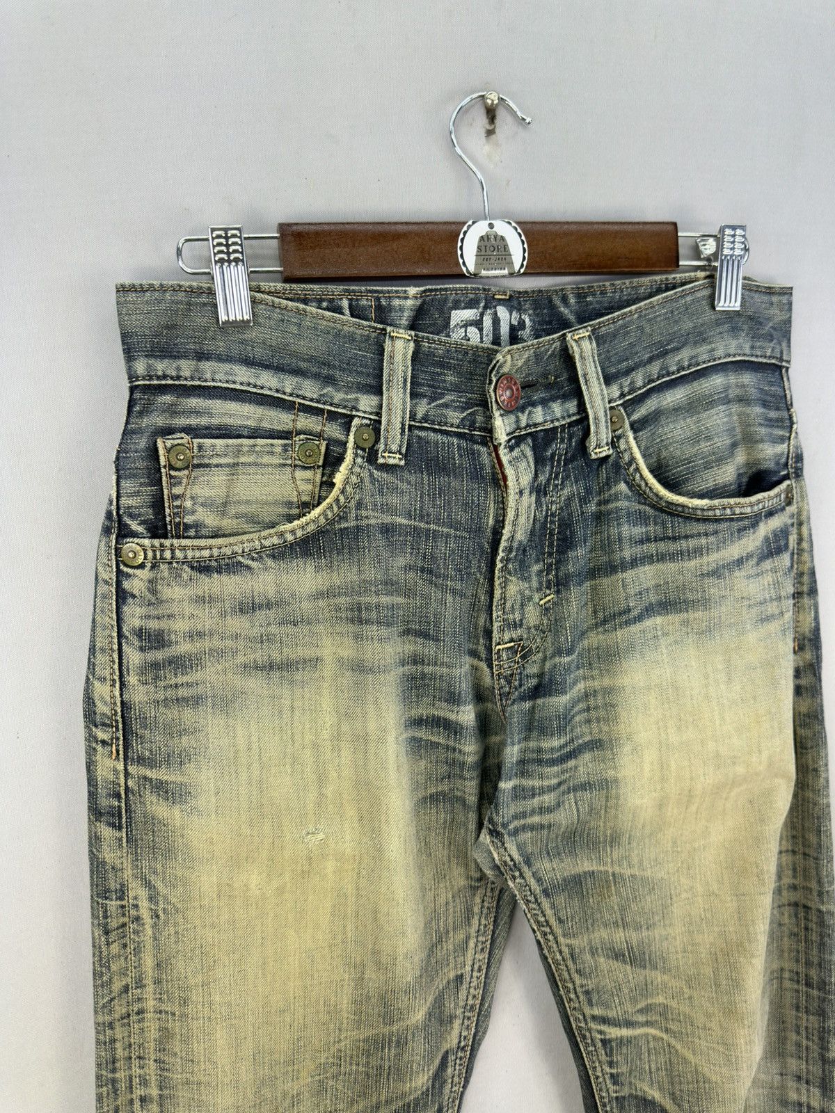 Kapital Edwin 503 Blue Trip Distressed Denim Jeans Size US 32 / EU 48 - 2 Thumbnail