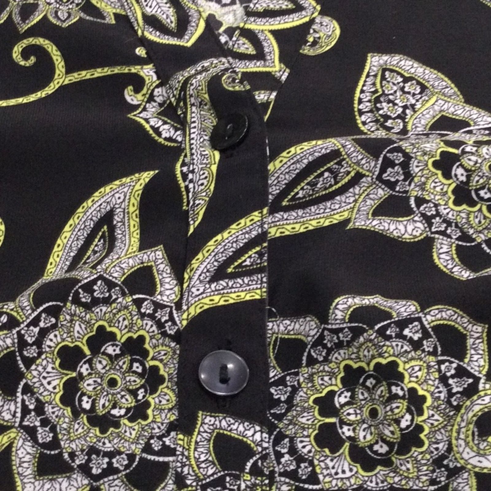 Other Catherines Blk/Green Paisley Button Front Top 3X 26/28W Size 3XL / US 20-22 - 16 Thumbnail