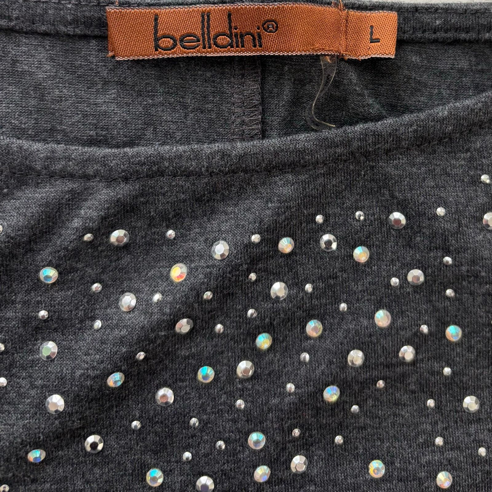 Other Belldini Gray Embellished Tunic Top Rhinestone 3/4 Sleeve Size L / US 10 / IT 46 - 4 Thumbnail