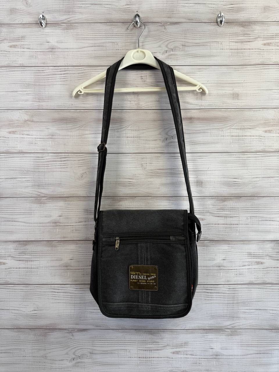 バッグ DIESEL Sling Bag shoulder bag demim y2k auth Y2K DIESEL black/gray canvas chic shoulder bag size: length 9