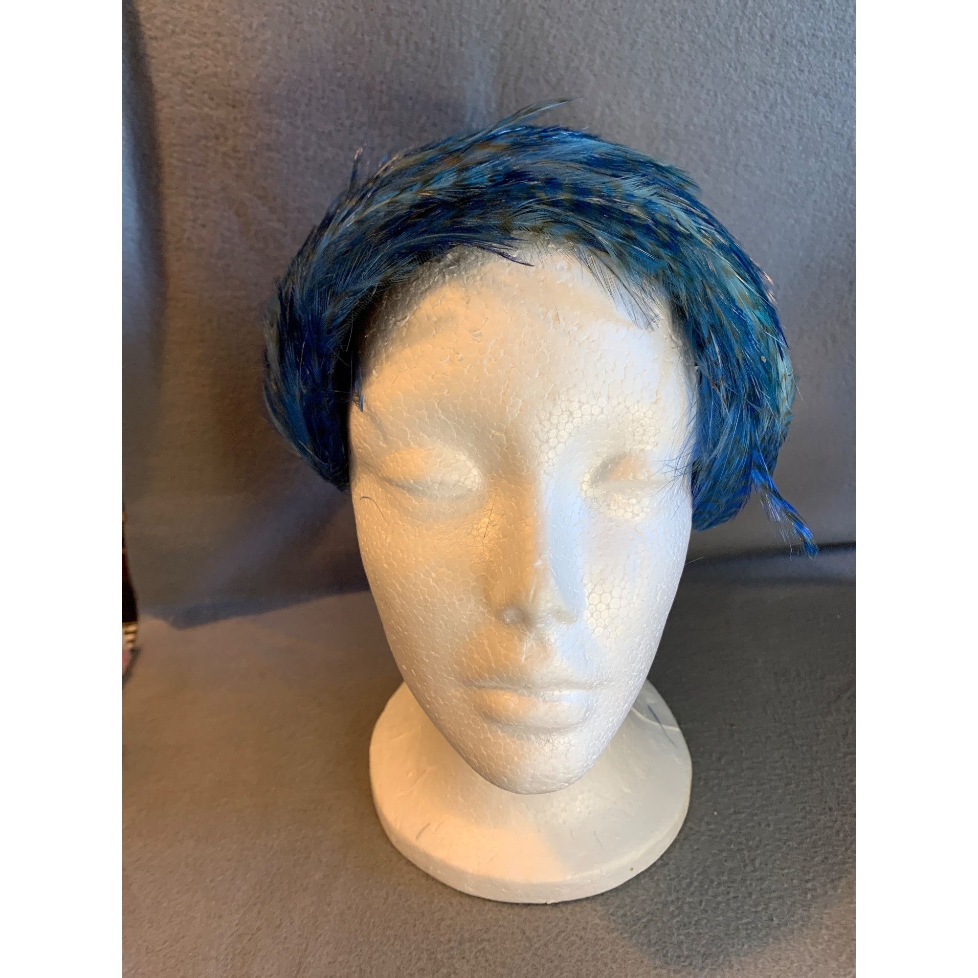 Other Ladies Blue Feathers Hat Vintage Size ONE SIZE - 4 Thumbnail