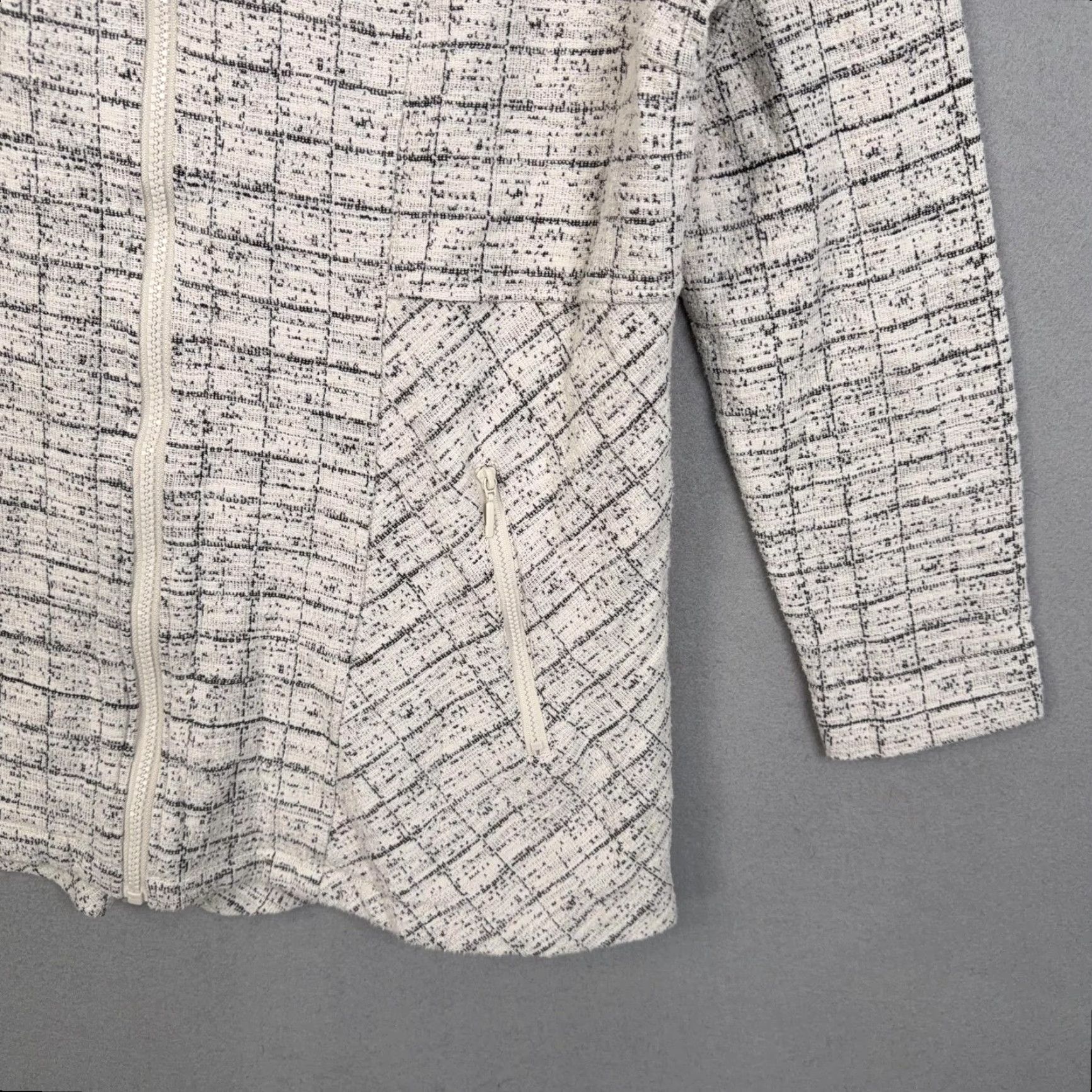 Soft Surroundings Soft Surroundings Jacket Womens XL White Check Knit Full Zip Pockets Casual Size XL / US 12-14 / IT 48-50 - 3 Thumbnail