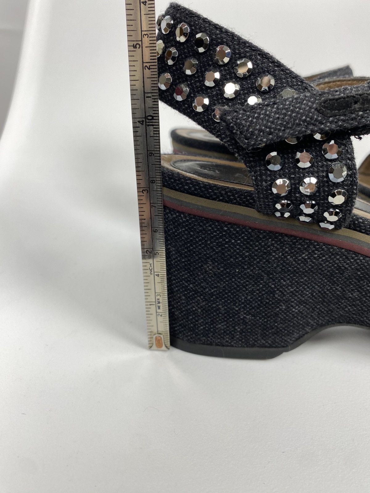 Marni Marni Studded Denim Ankle Strap Wedge Sandals size 39 Size US 9 / IT 39 - 9 Thumbnail