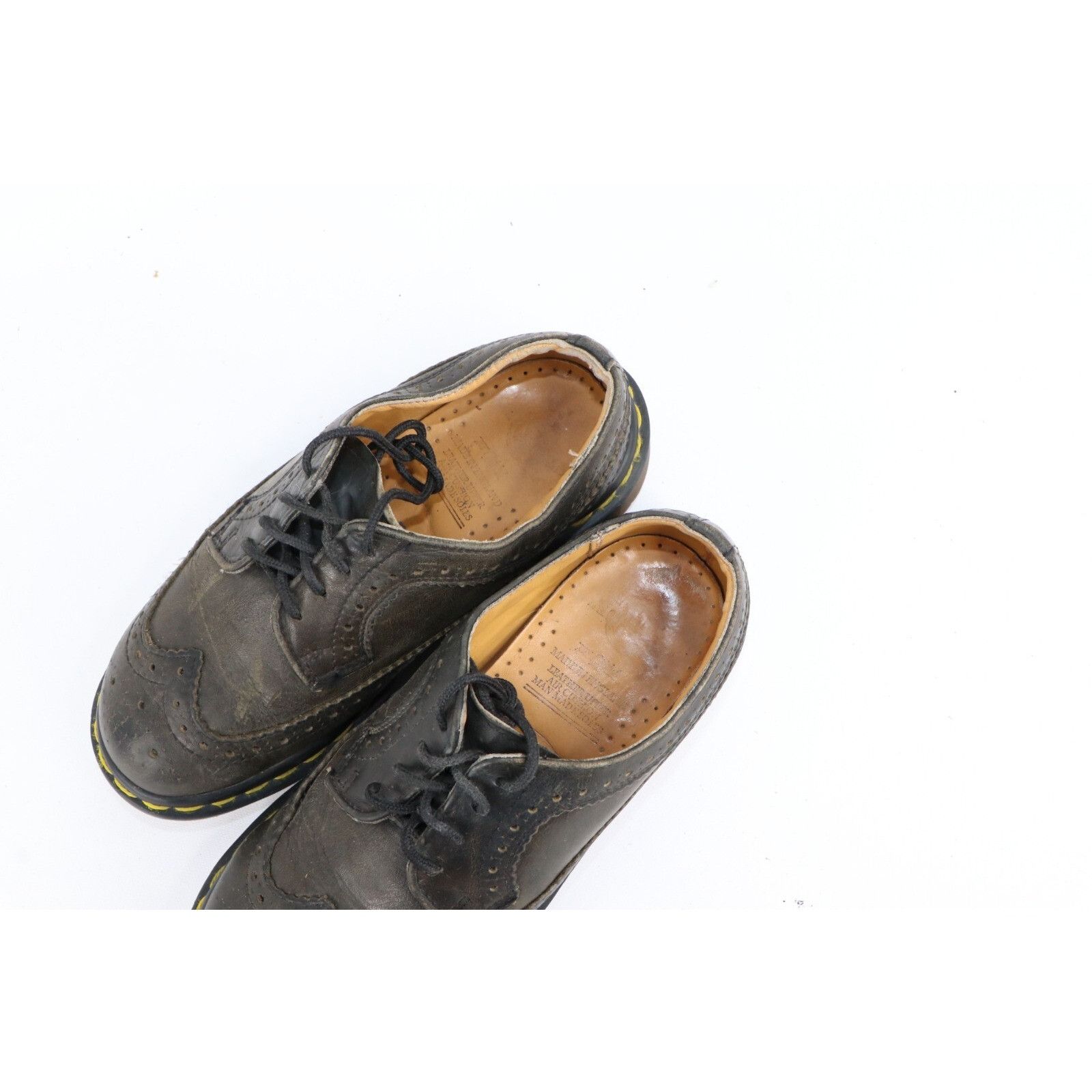 Dr. Martens × Vintage Vintage 90s Dr Martens Goth Distressed Leather Wingtip Shoes Size US 5 / IT 35 - 9 Thumbnail