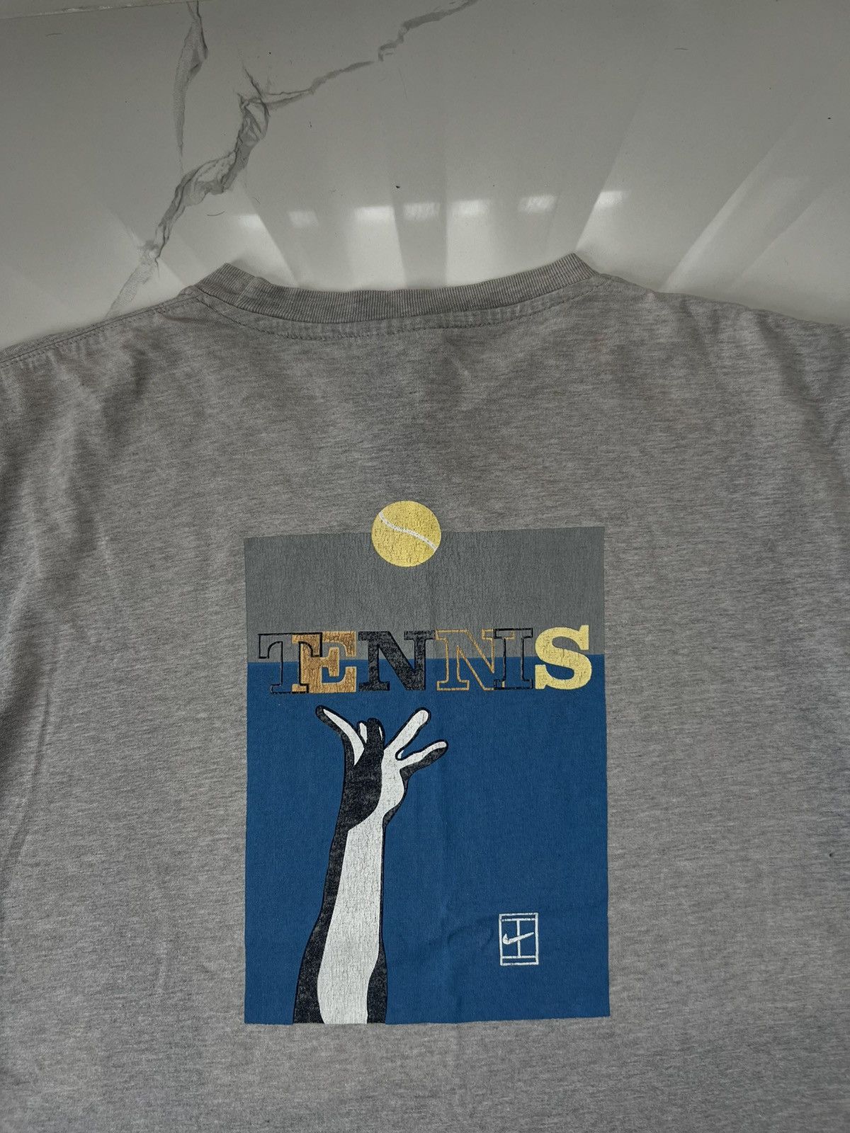 Nike × Vintage 90's NIKE TENNIS SWOOSH LOGO Y2K RARE SUNFADED Y2K TEE RETRO Size US M / EU 48-50 / 2 - 7 Thumbnail