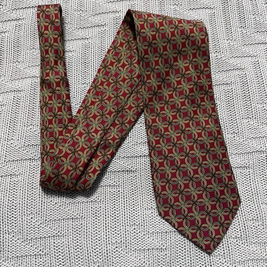 Barneys New York Barneys New York red interlocking rings geometric silk tie Size ONE SIZE - 1 Thumbnail