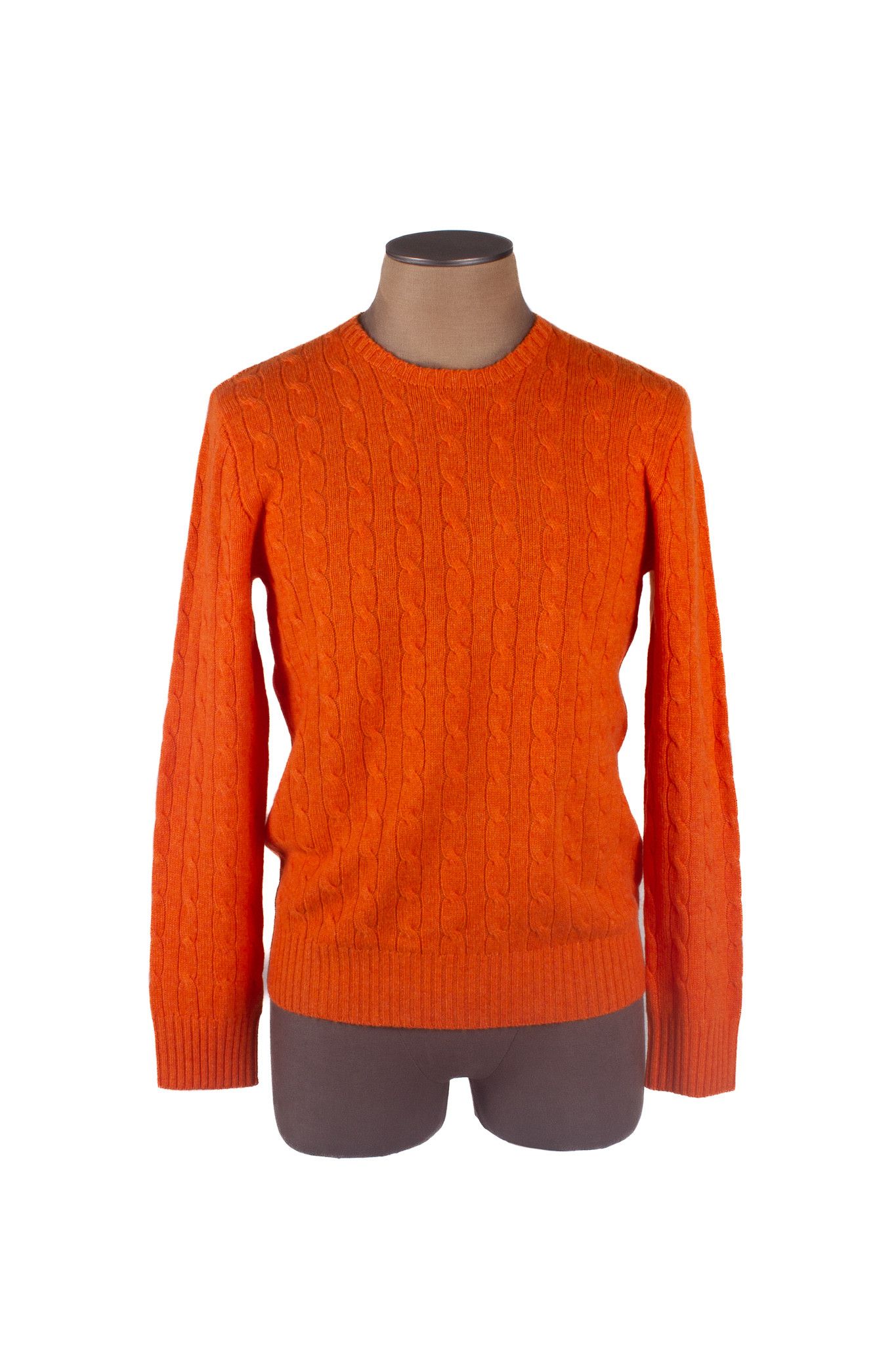 image of Polo Ralph Laurent Dark Orange Cashmere Cable Knit Sweater, Men's (Size Medium)