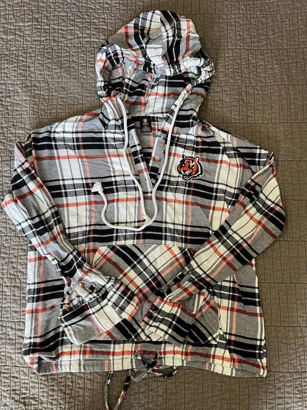 Designer NFL Cincinnati Bengals Plaid Long Sleeve Shirt Hood Size S Size ONE SIZE - 1 Thumbnail