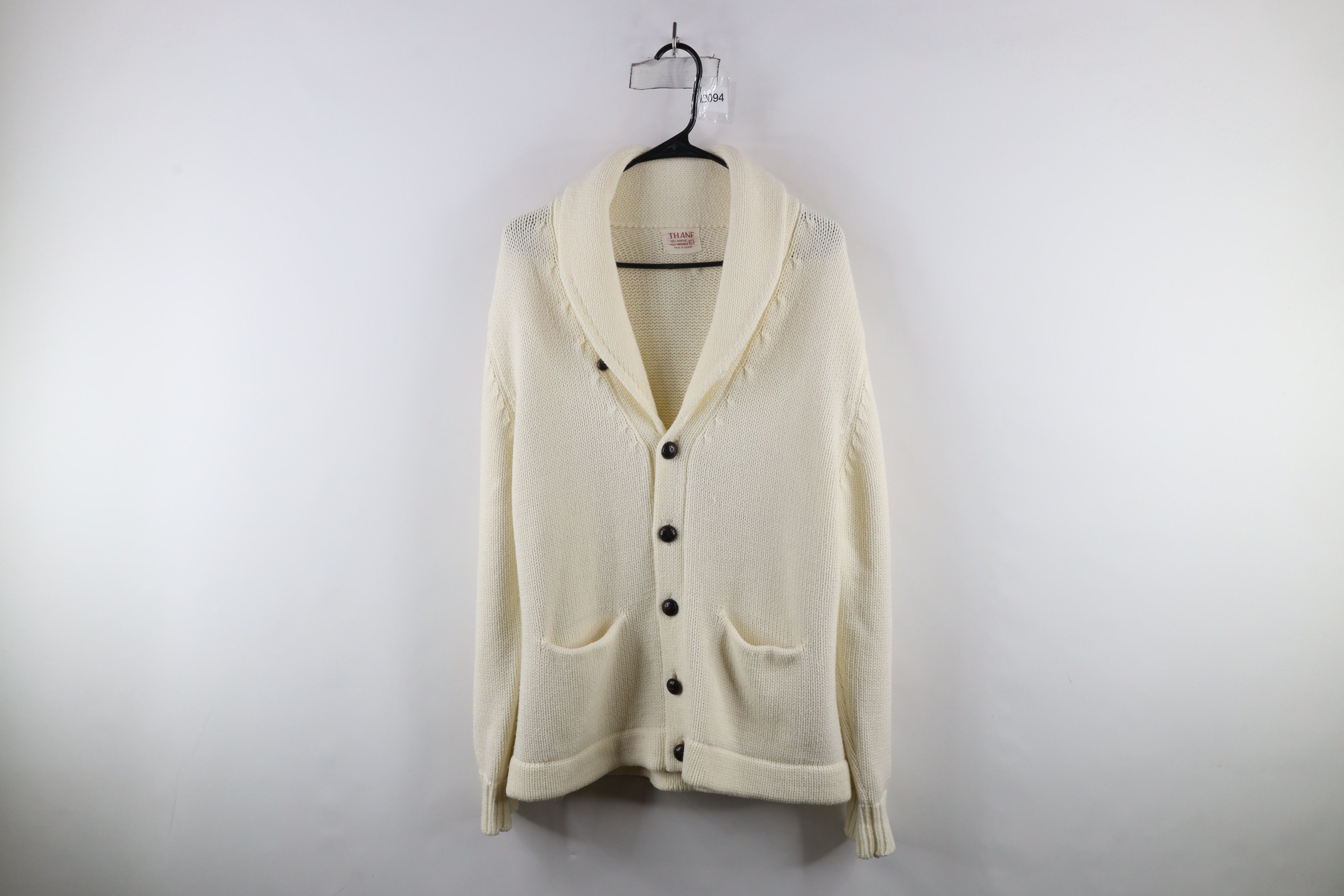 Vintage Vintage 70s Streetwear Knit Shawl Cardigan Sweater Cream Size L / US 10 / IT 46 - 1 Thumbnail