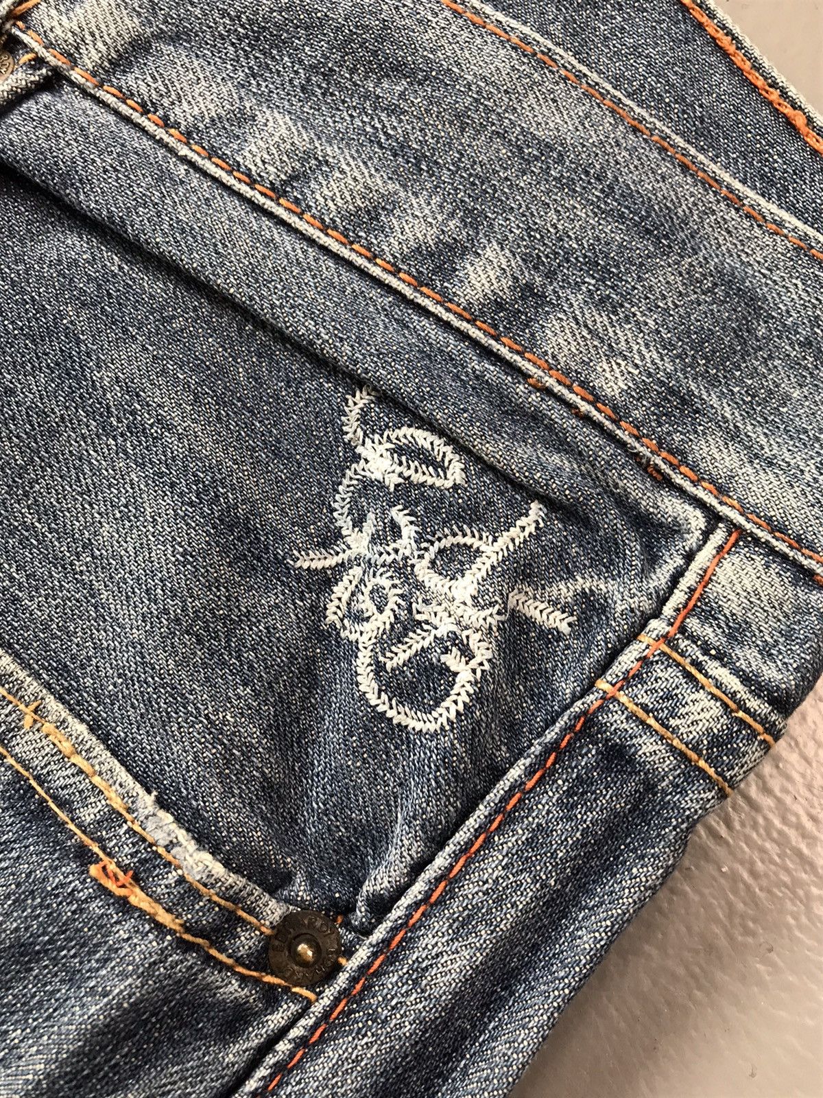 Christian Audigier × Ed Hardy × Vintage Vintage Edhardy skull embroidered denim Size US 33 - 6 Thumbnail