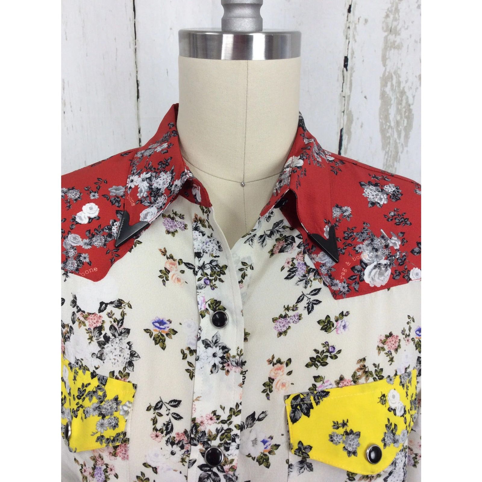 Rag & Bone Rag & Bone silk flower print western blouse as Xsmall Size XS / US 0-2 / IT 36-38 - 3 Thumbnail