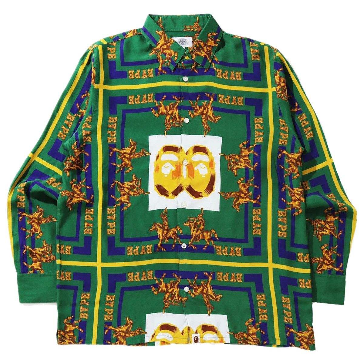 Bape Bape Double Ape Head Relaxed Shirt Green 2021 Size US M / EU 48-50 / 2 - 1 Thumbnail